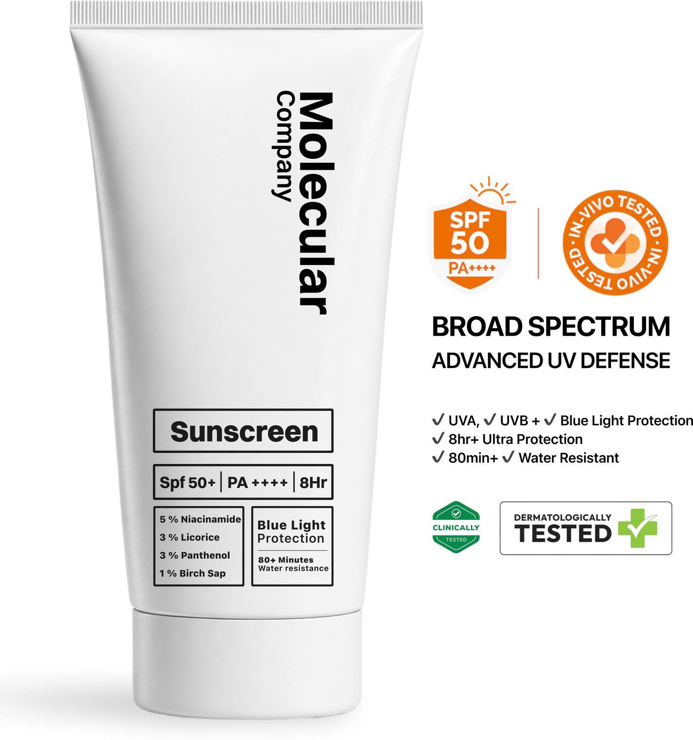 Molecular Sunscreen SPF 50+ PA++++ with 5% Niacinamide