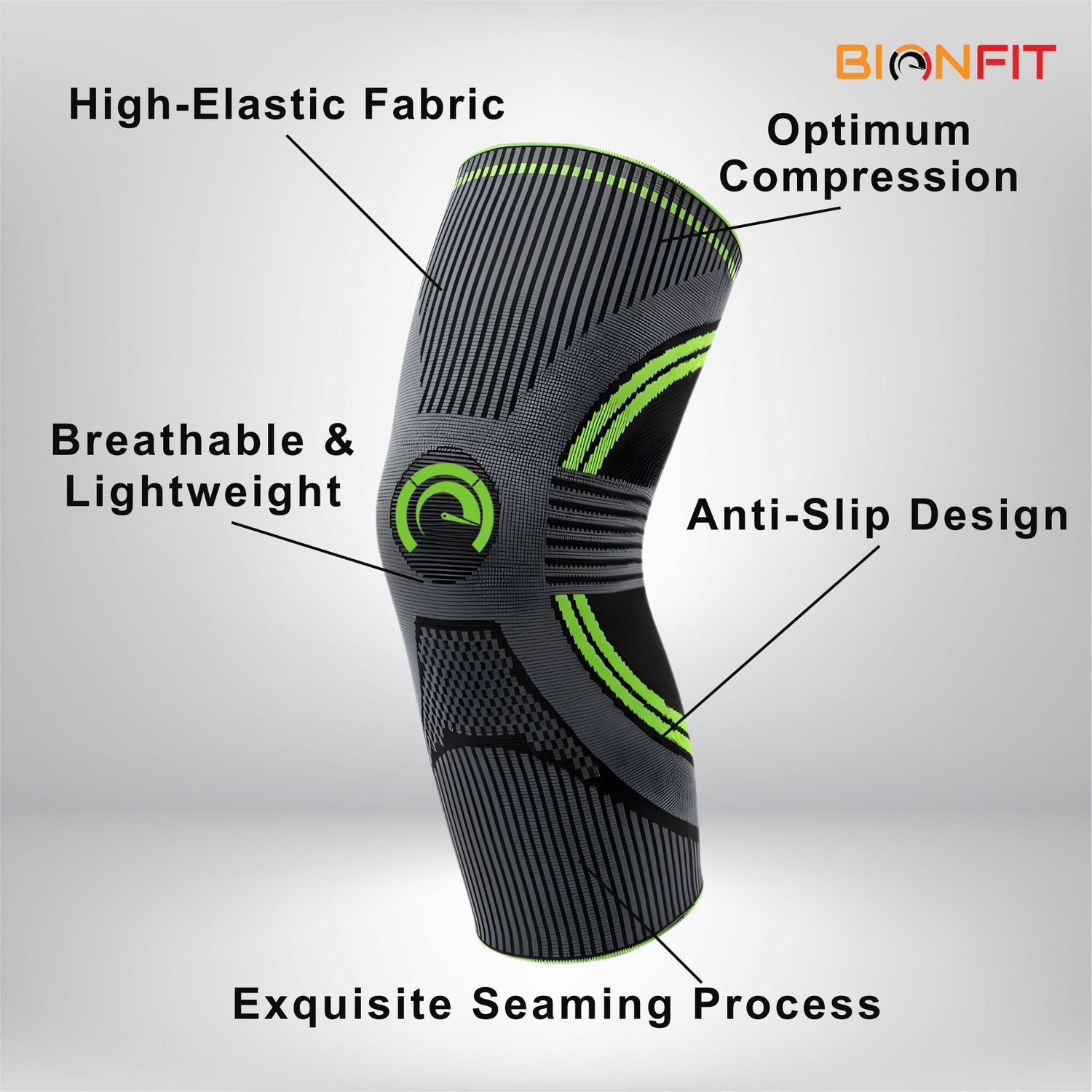 Image of BIONFIT Knee Support, Compression Sleeves for Athletes, Pain Relief & Injury Recovery Knee Support