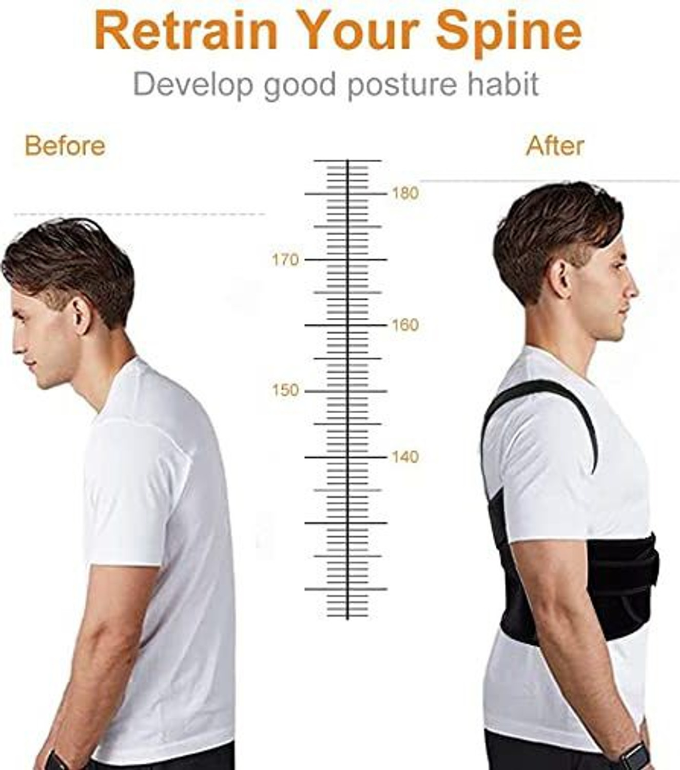 Image of Advit Posture corrector belt for men and women for back pain Dual Long Metallic Plates Posture Corrector