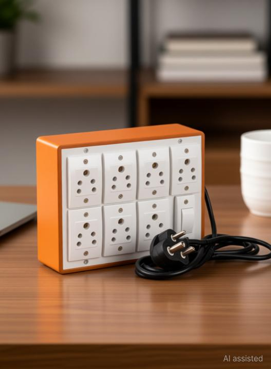 Image of SATNAM PVC Extension Switch Board with ONE 5amp Switches and SEVEN 5amp Sockets Along with 4yard 3pin Cord 7 Socket Extension Boards