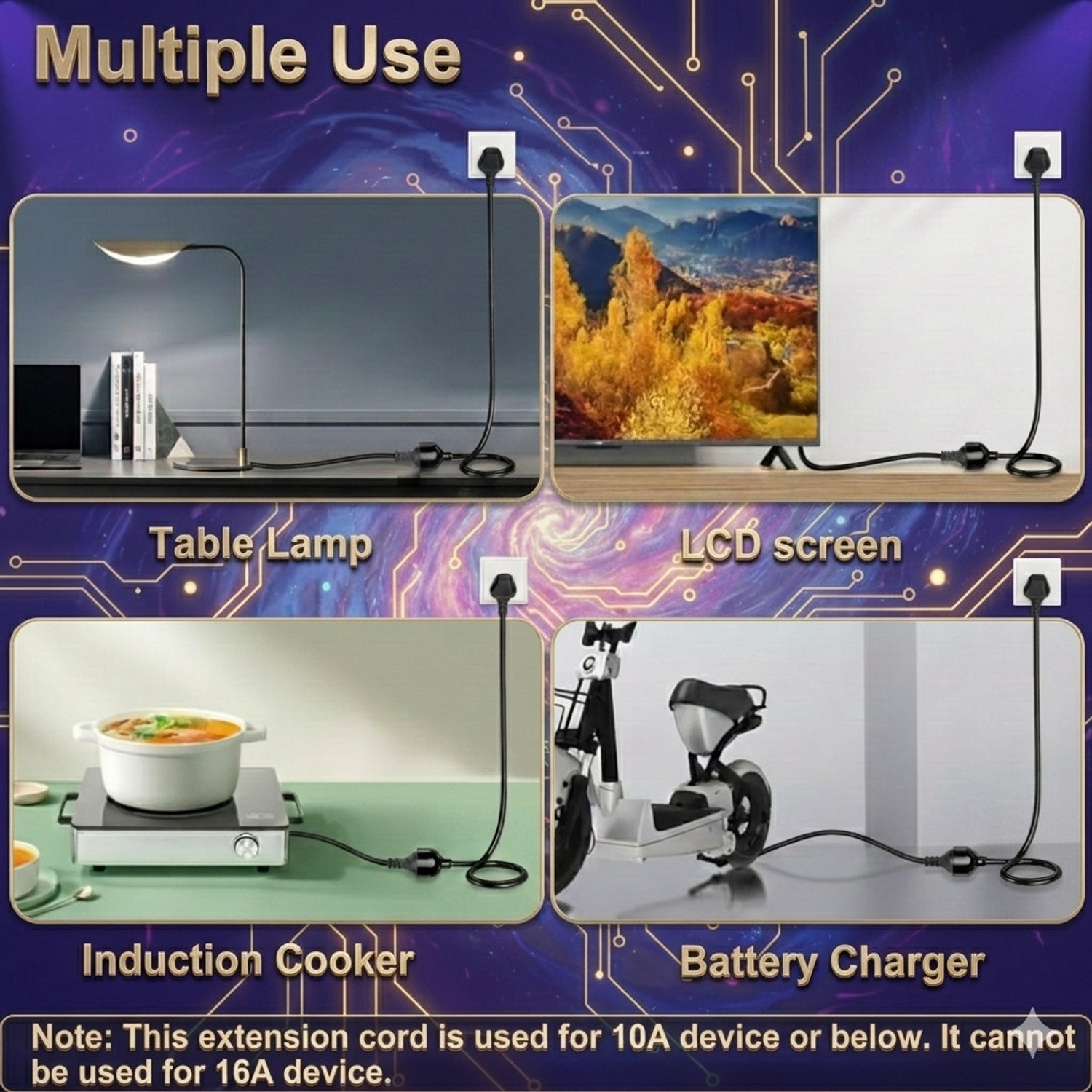 Image of ZIYTRACK Extension Male Female Power Cord 5 Meter Copper Wire | 3&2 Pin Plug Use| 10Amp 1 Socket Extension Boards