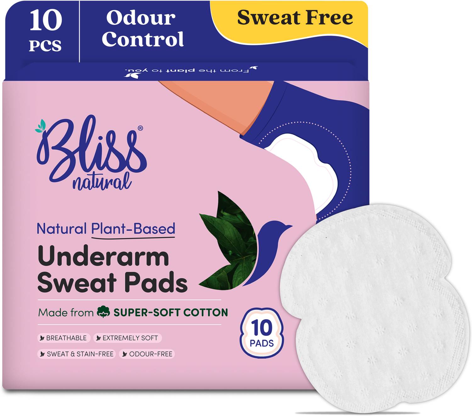 BlissNatural Ultra Thin (Pack of 10) Disposable Underarm Sweat Pads