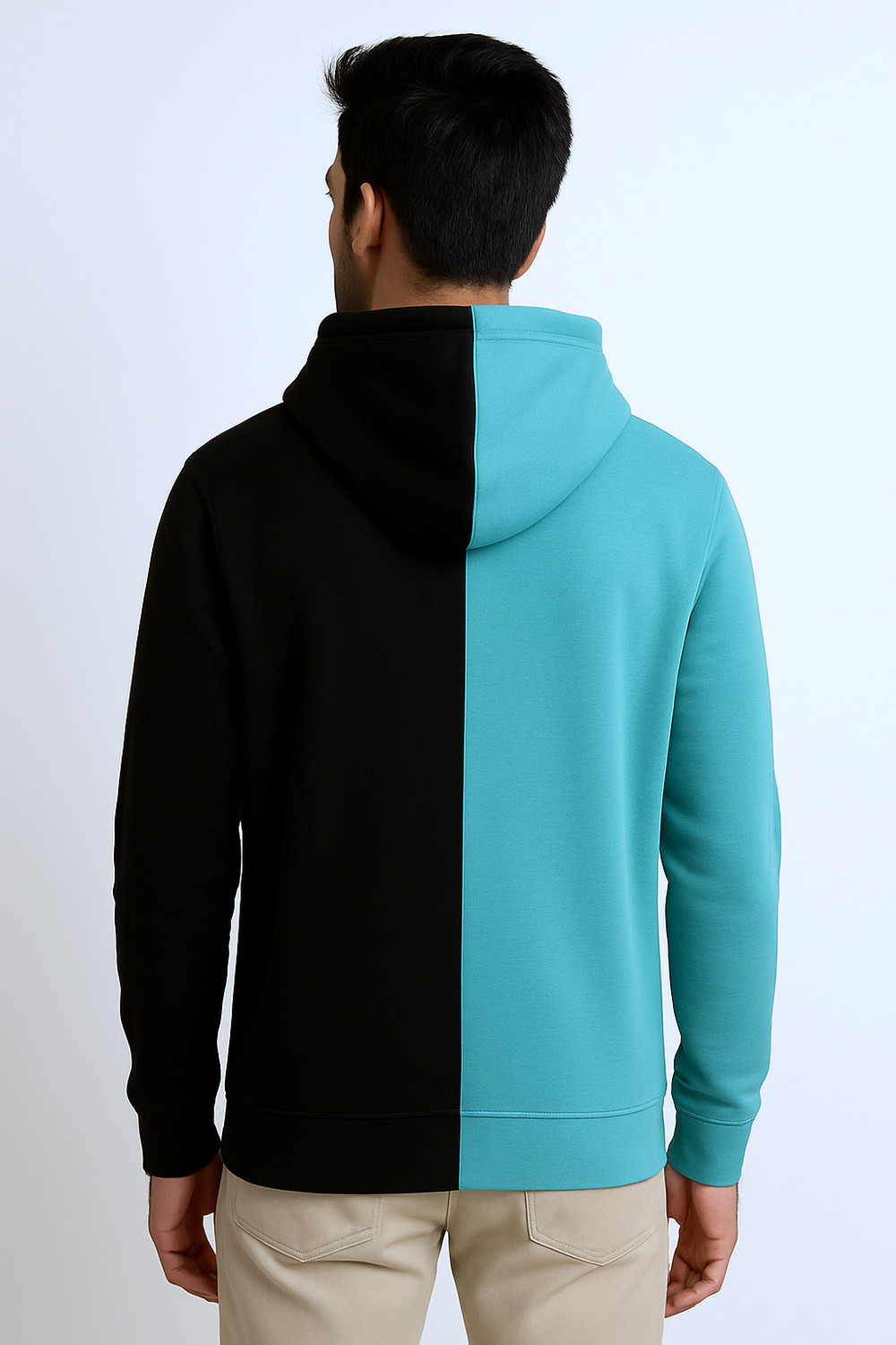 Image of Try This Colorblock Men Hooded Neck Light Green T-Shirt