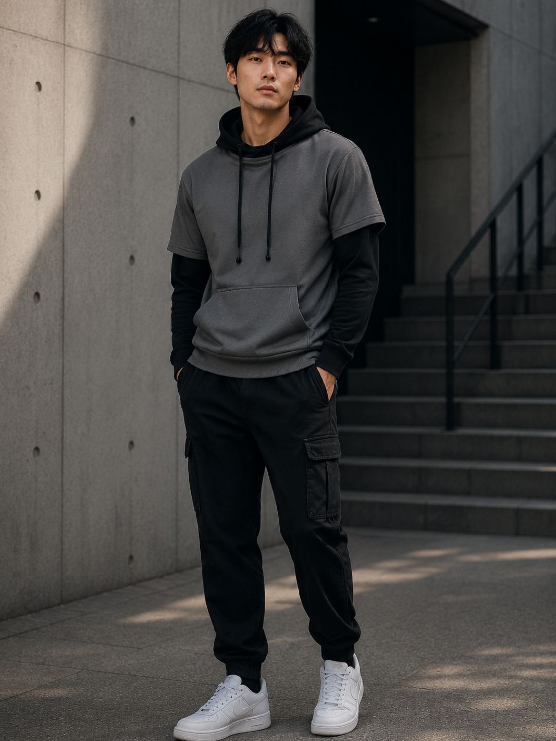 Image of TrendsTalk Men Full Sleeve Solid Hooded Sweatshirt