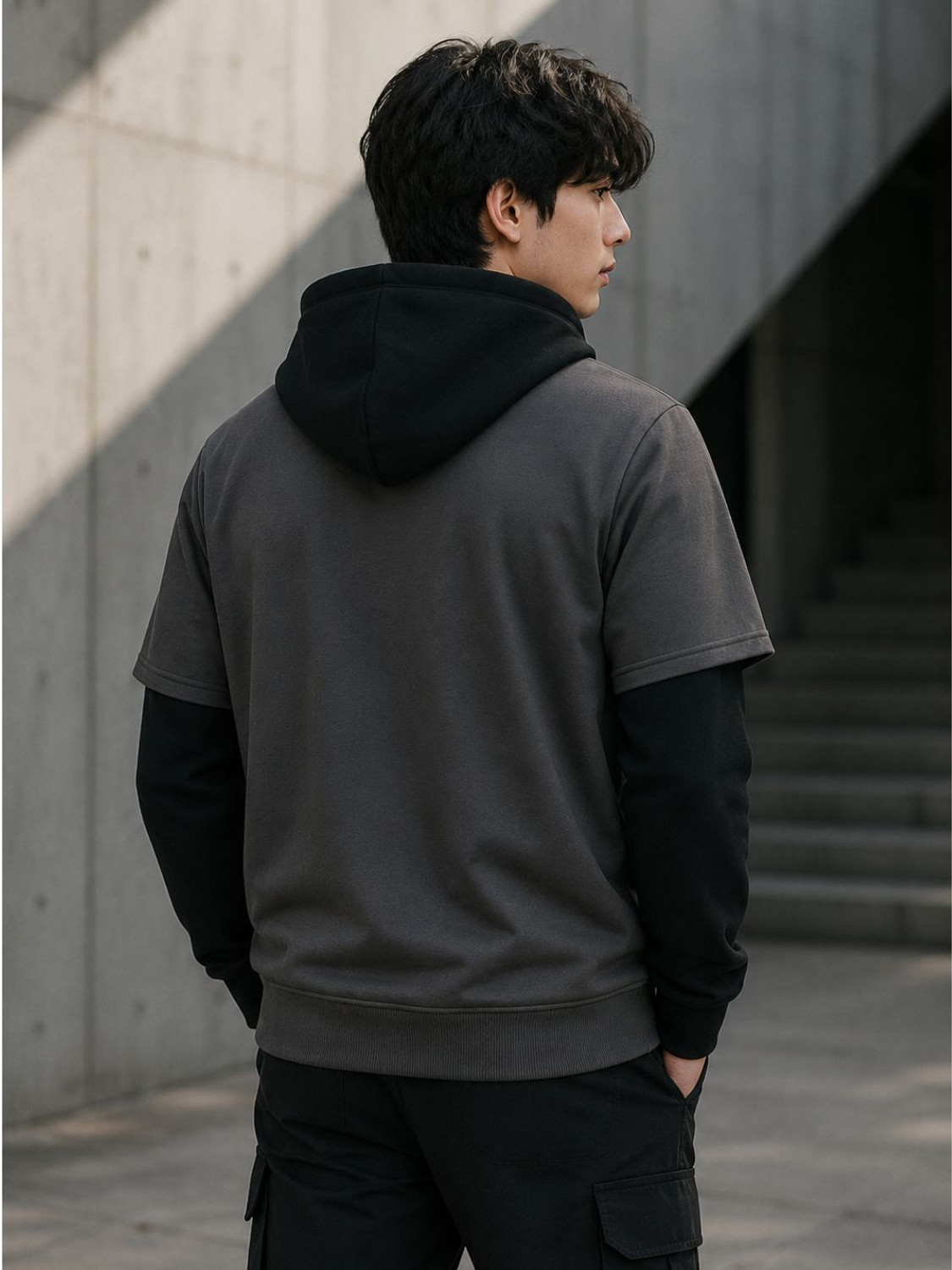 Image of TrendsTalk Men Full Sleeve Solid Hooded Sweatshirt