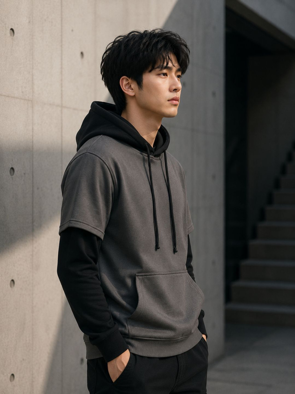 Image of TrendsTalk Men Full Sleeve Solid Hooded Sweatshirt