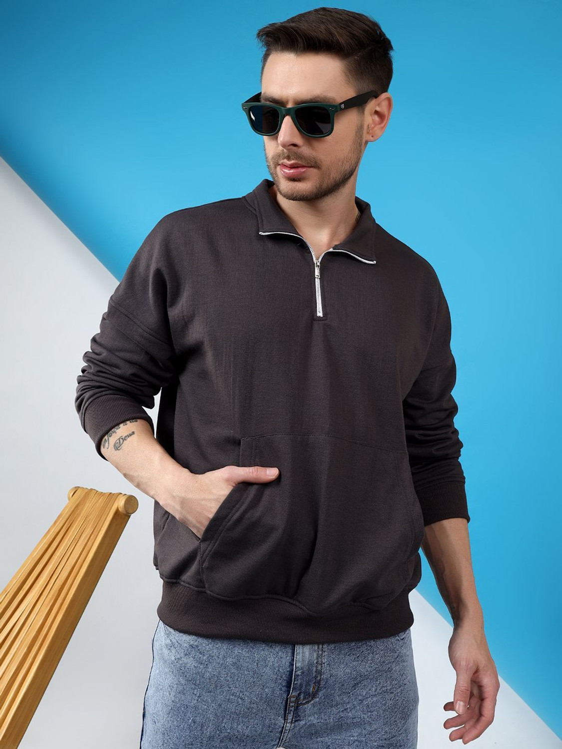 Image of KOTTY Full Sleeve Solid Men Sweatshirt