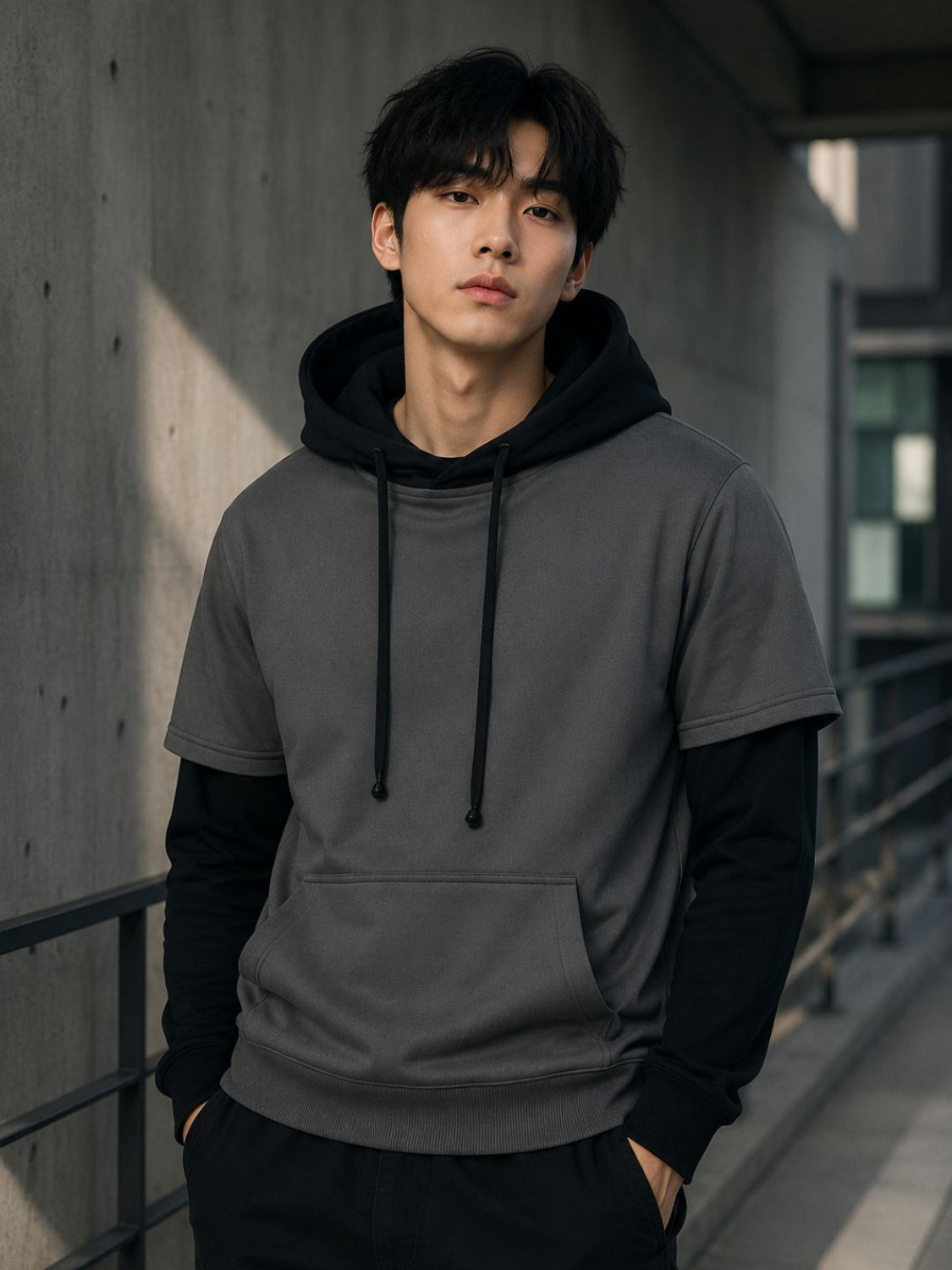 Image of TrendsTalk Men Full Sleeve Solid Hooded Sweatshirt