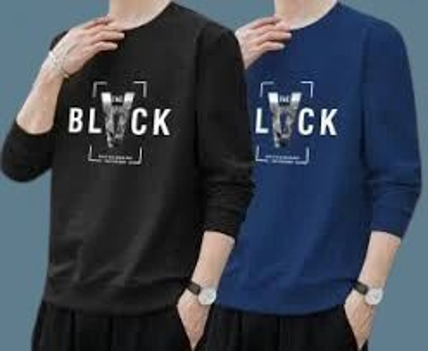 Image of VRMA Printed Men Blue, Black T-Shirt