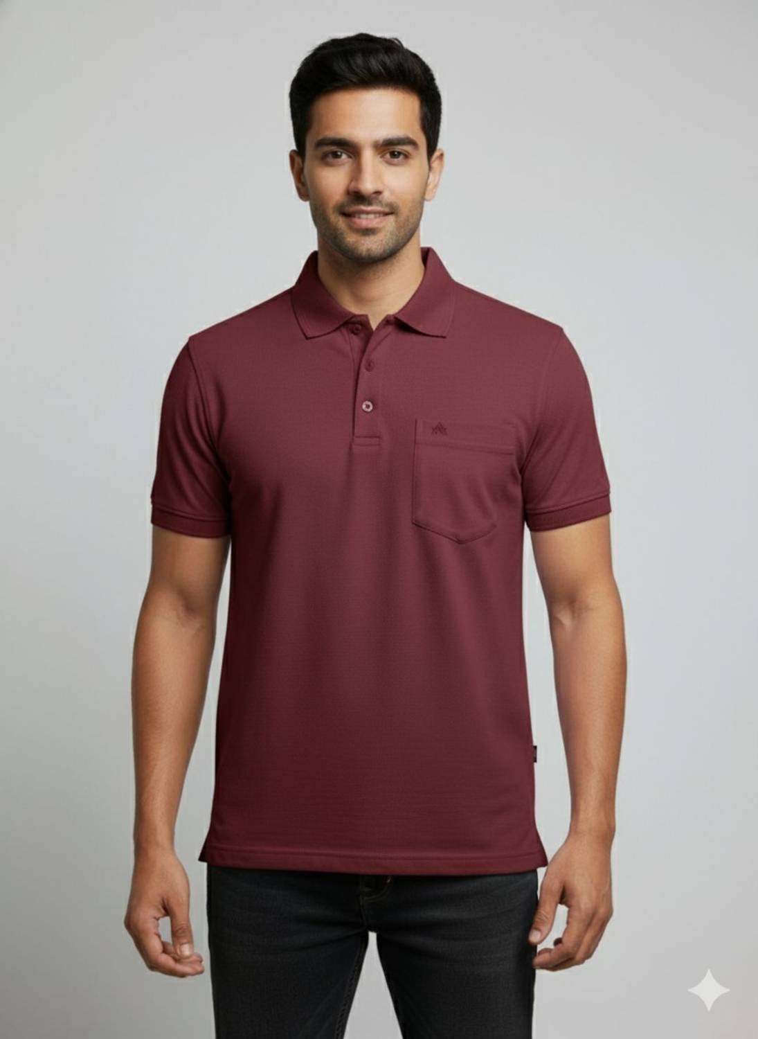 AWIBE Solid Men Polo Neck Maroon T-Shirt
