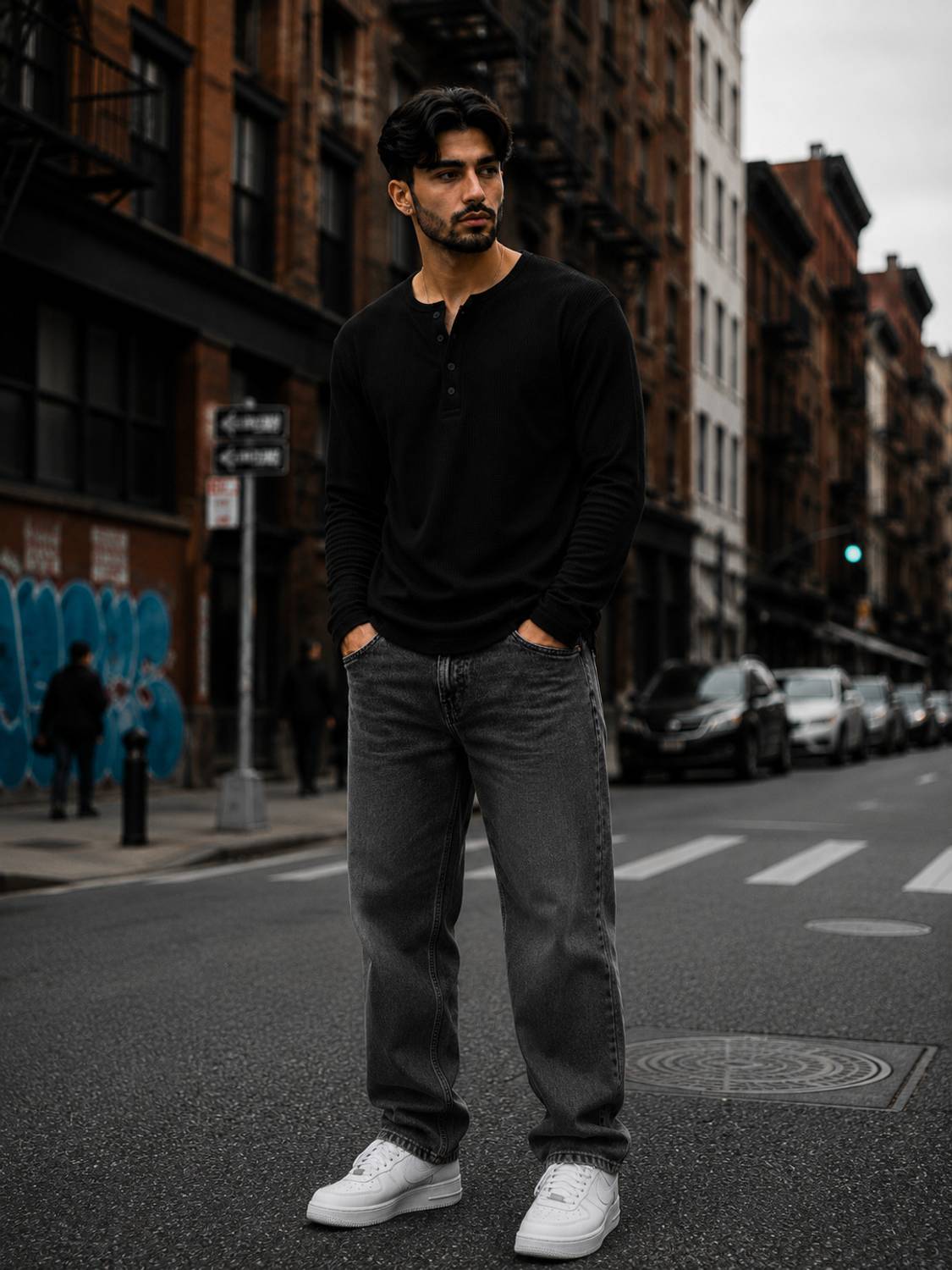 NOOK Men Henley Neck Black T-Shirt - Image 4