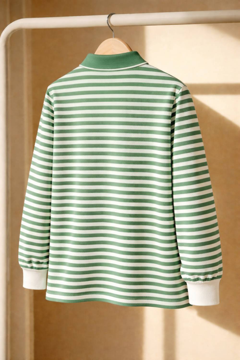 MACK JONNEY Green Striped Polo Neck T-Shirt - Image 2
