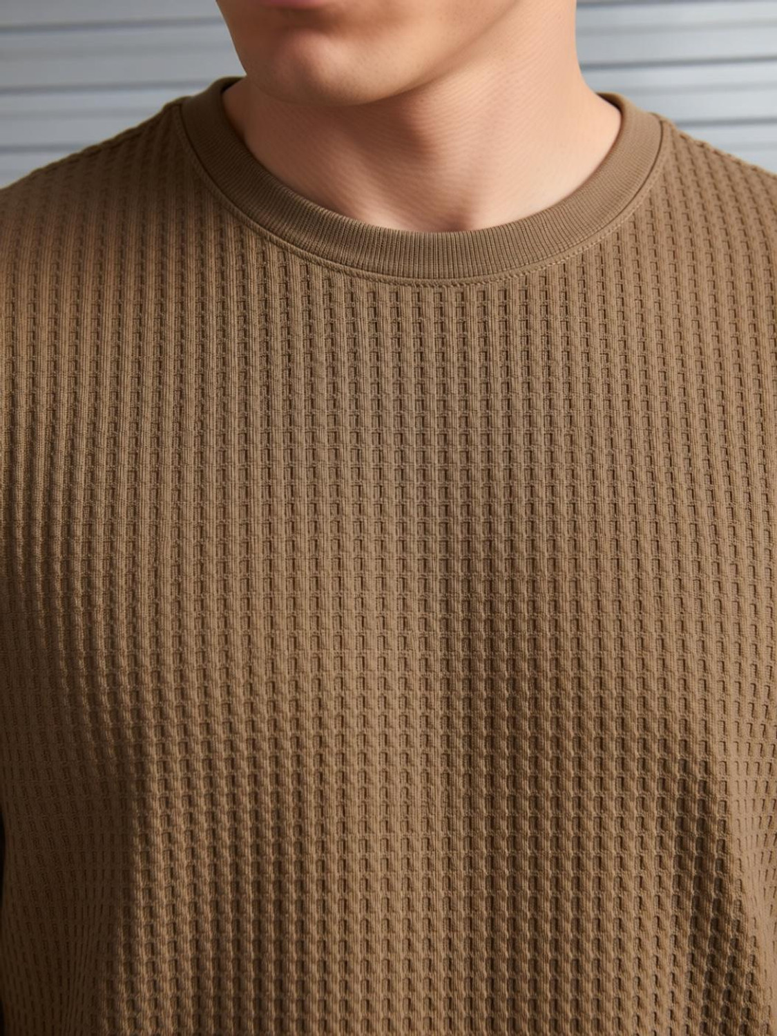 Image of THE NEXT LEVEL Self Design Men Brown T-Shirt