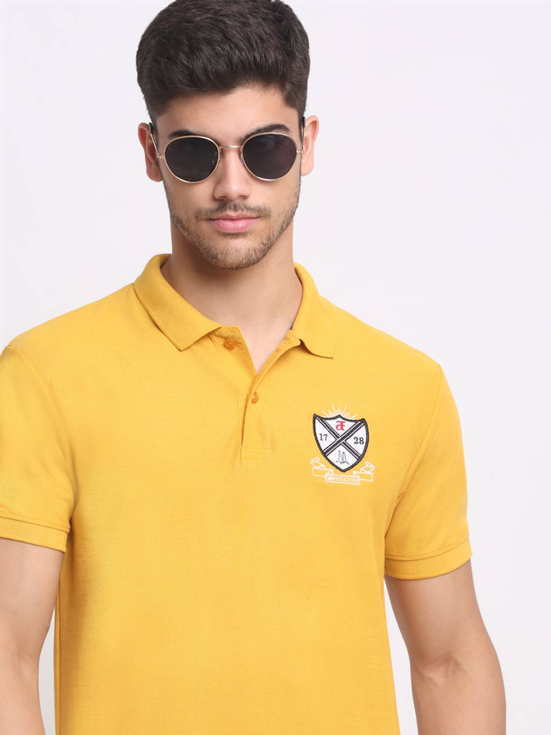 Affordable AF Solid Men Polo Neck Gold T-Shirt