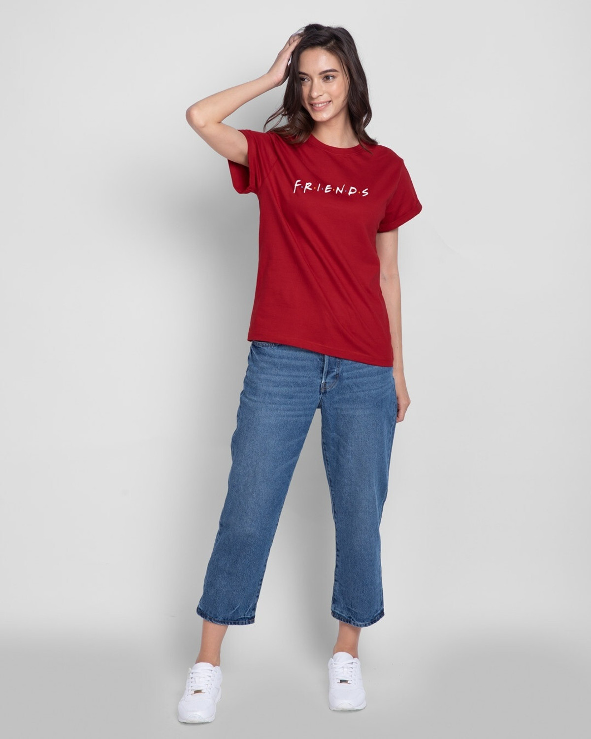 Image of BEWAKOOF Typography Women Round Neck Red T-Shirt