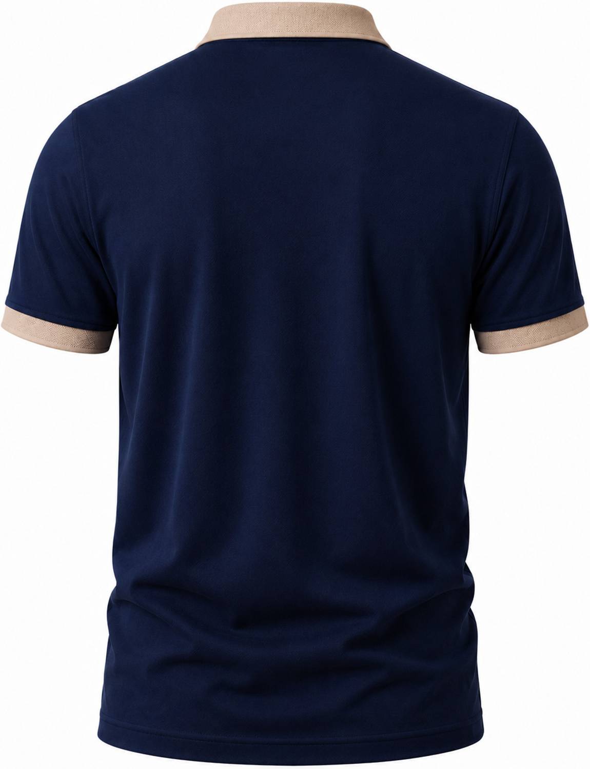 Elivaro Navy Blue Polo Neck T-Shirt - Image 3