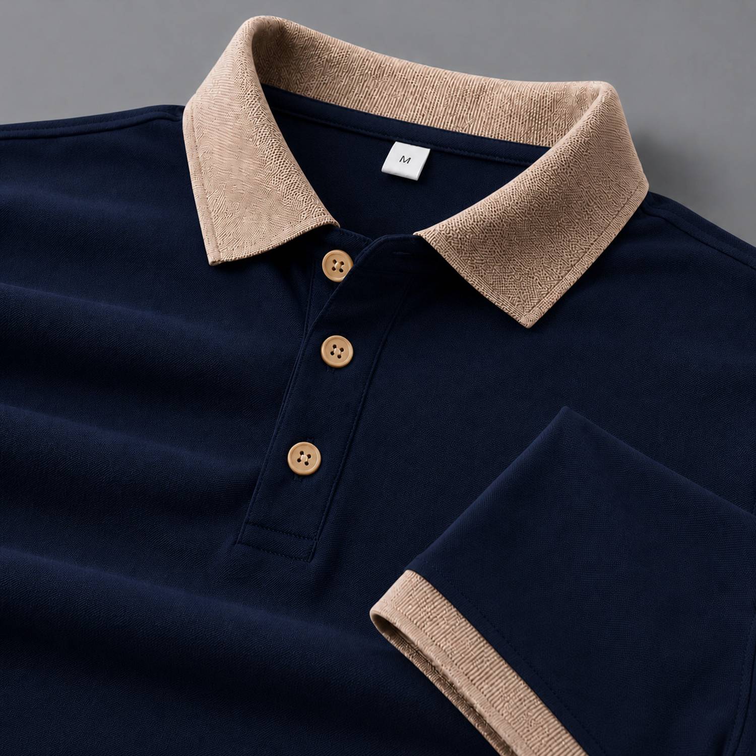 Elivaro Navy Blue Polo Neck T-Shirt - Image 1