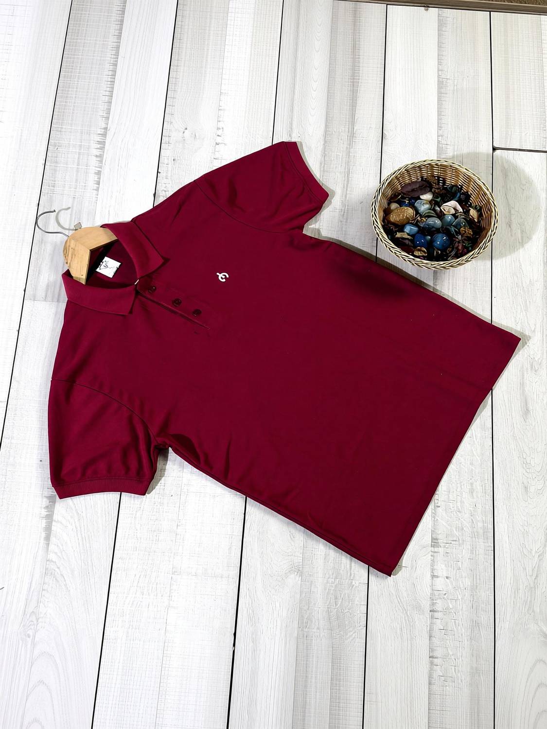f Gallery Solid Men Maroon T-Shirt - Image 1