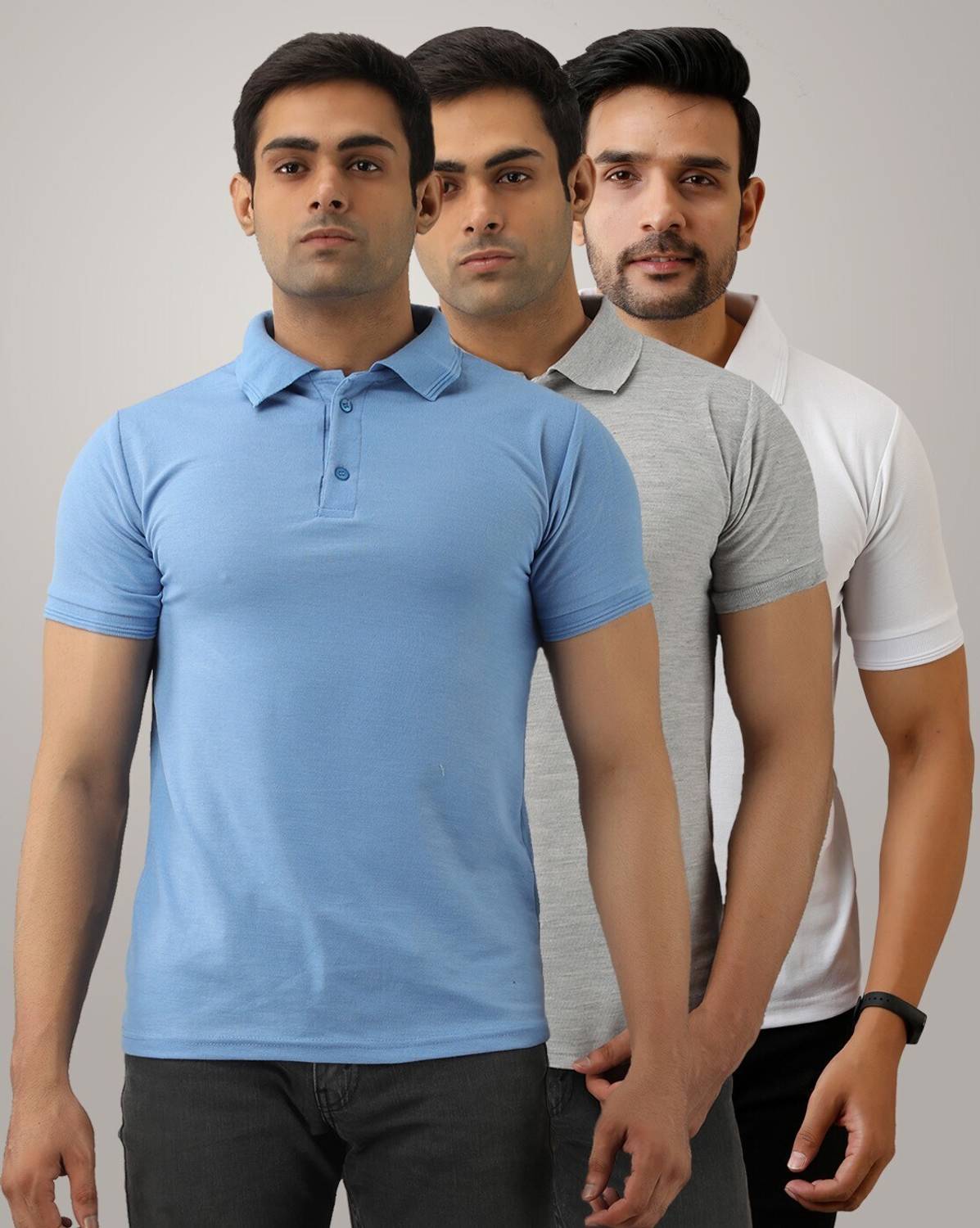 ACENTEO Solid Men Polo Neck Multicolor T-Shirt