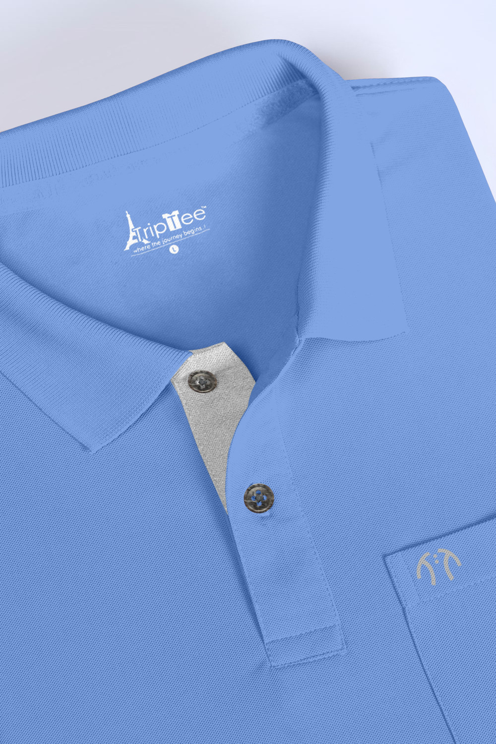 Image of Triptee Solid Men Polo Neck Dark Blue T-Shirt