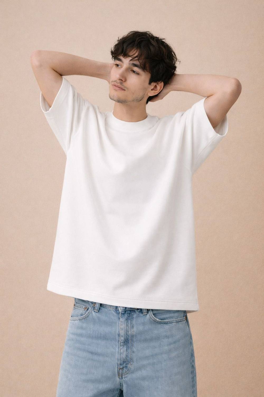 RIVONN Men White Crew Neck T-Shirt - Image 1