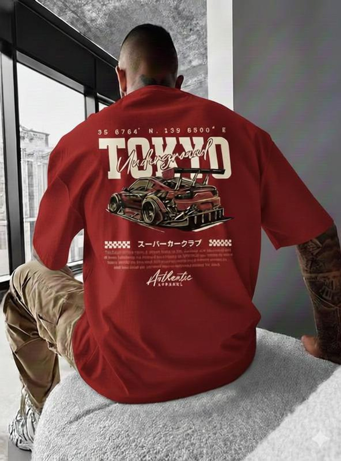 Image of HIPHOPFASHION Self Design Men Round Neck Red T-Shirt