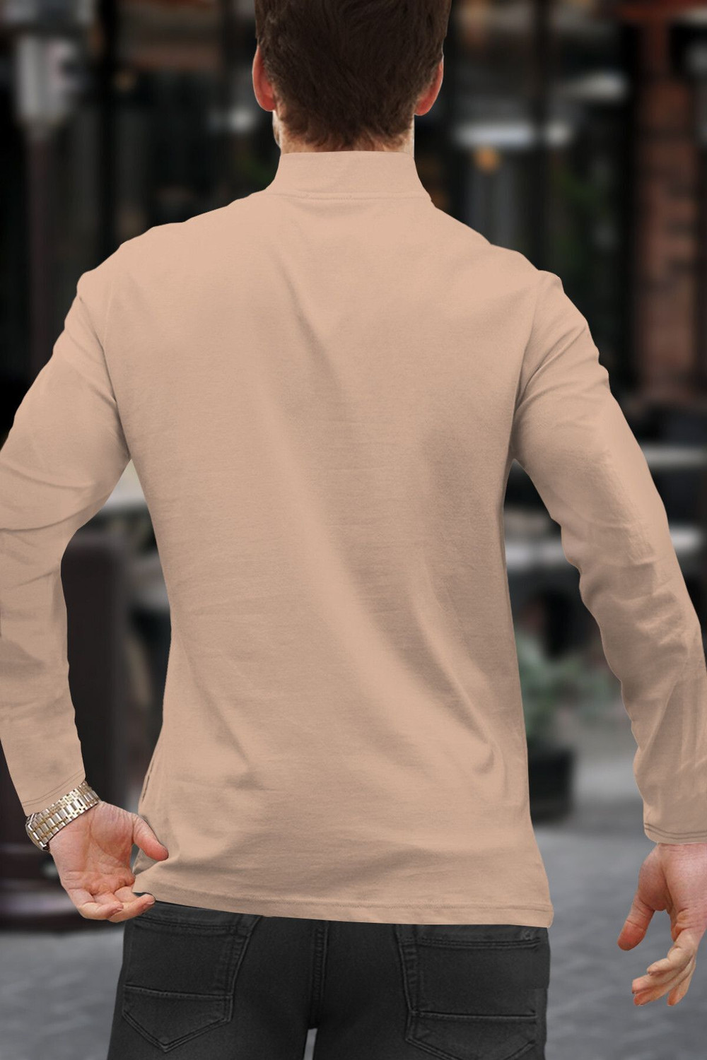 Image of TRIPR Solid Men Henley Neck Beige T-Shirt