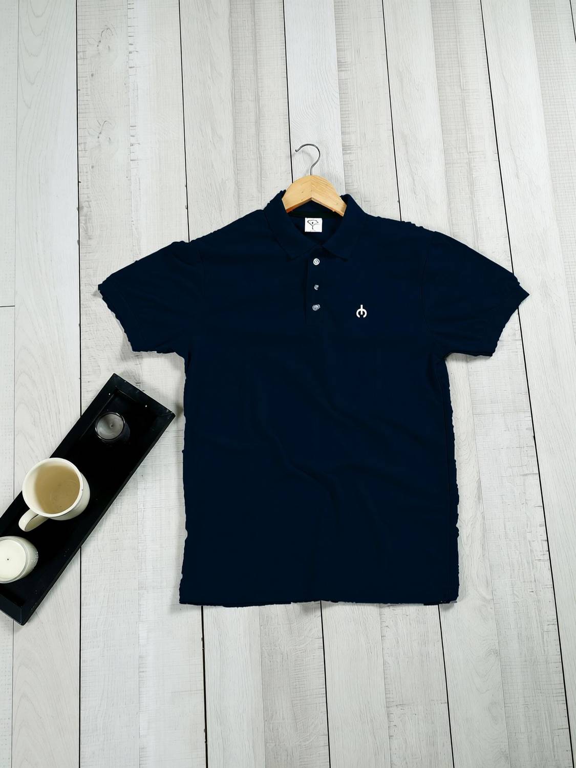Crafted India Solid Men Blue T-Shirt - Image 1