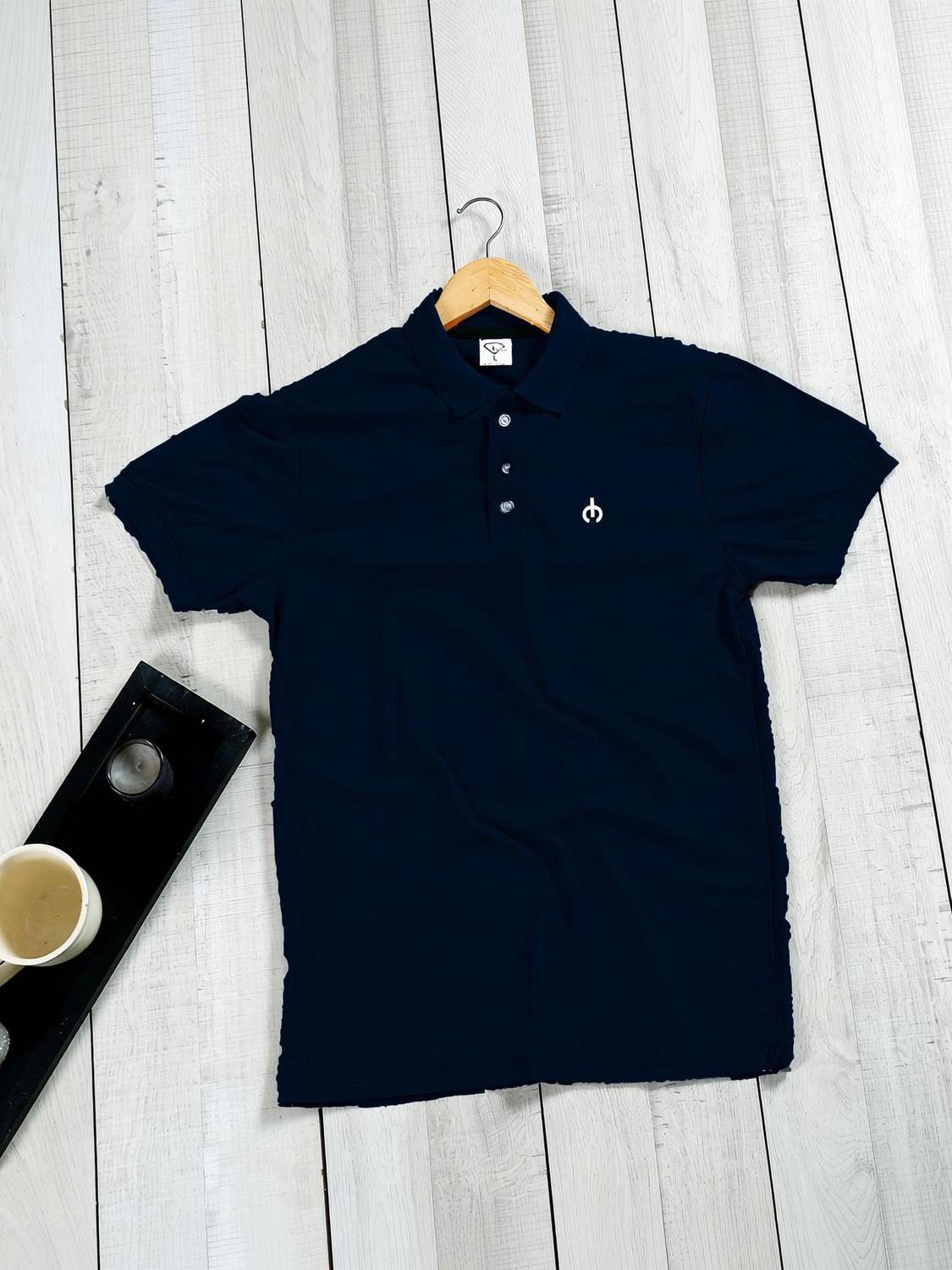 Crafted India Solid Men Blue T-Shirt - Image 2