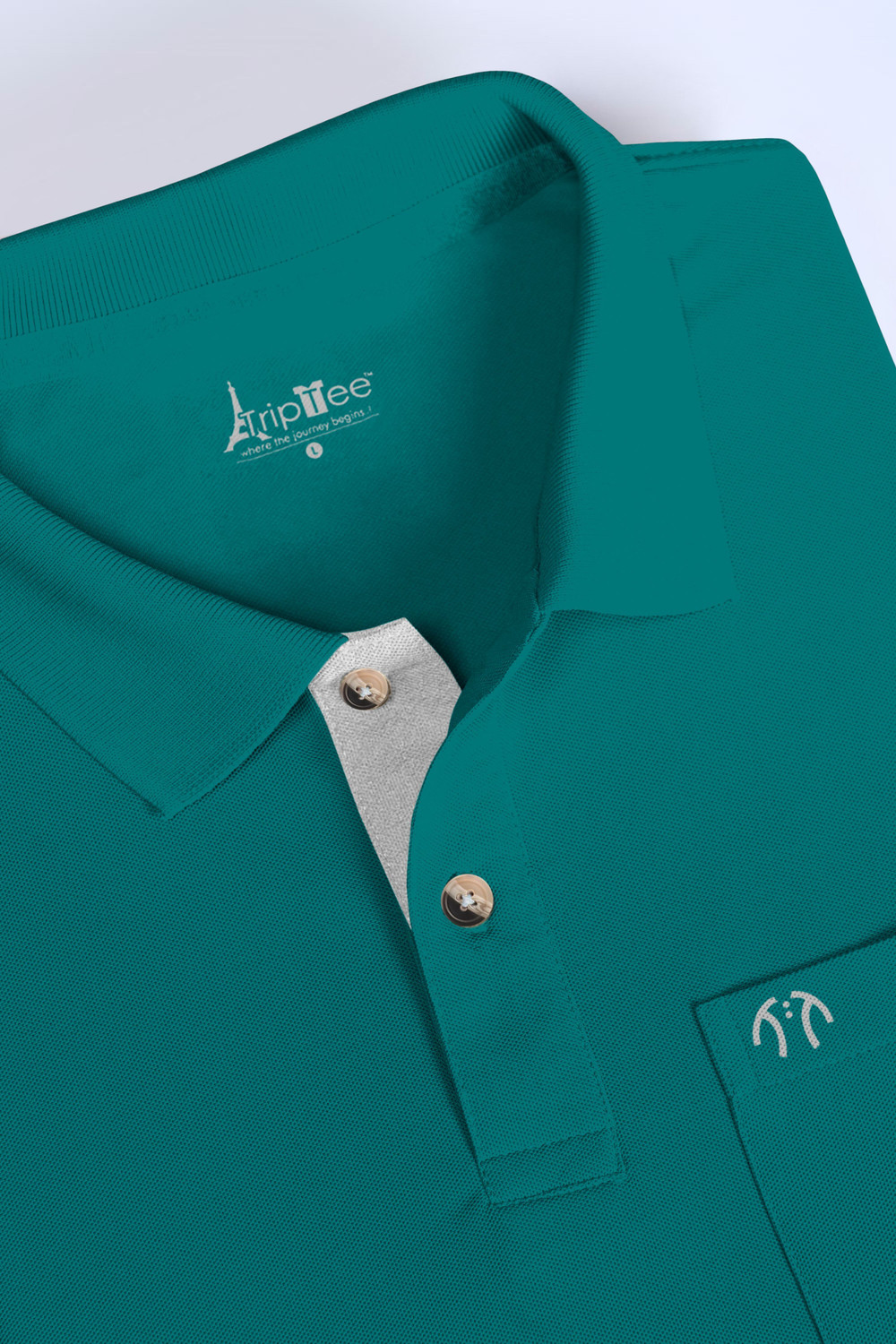 Image of Triptee Solid Men Polo Neck Green T-Shirt