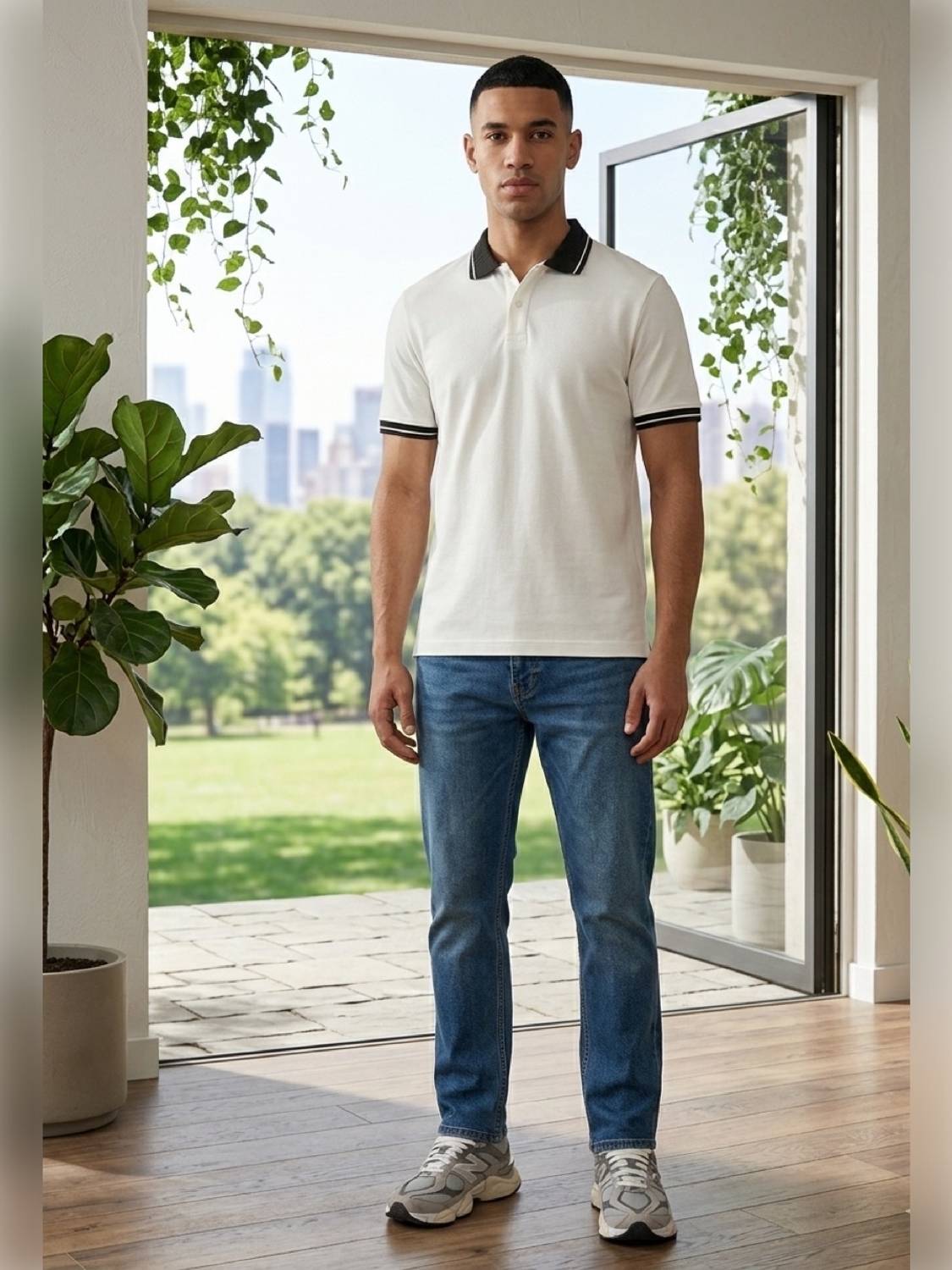 METRONAUT Colorblock Men Polo Neck White T-Shirt - Image 5