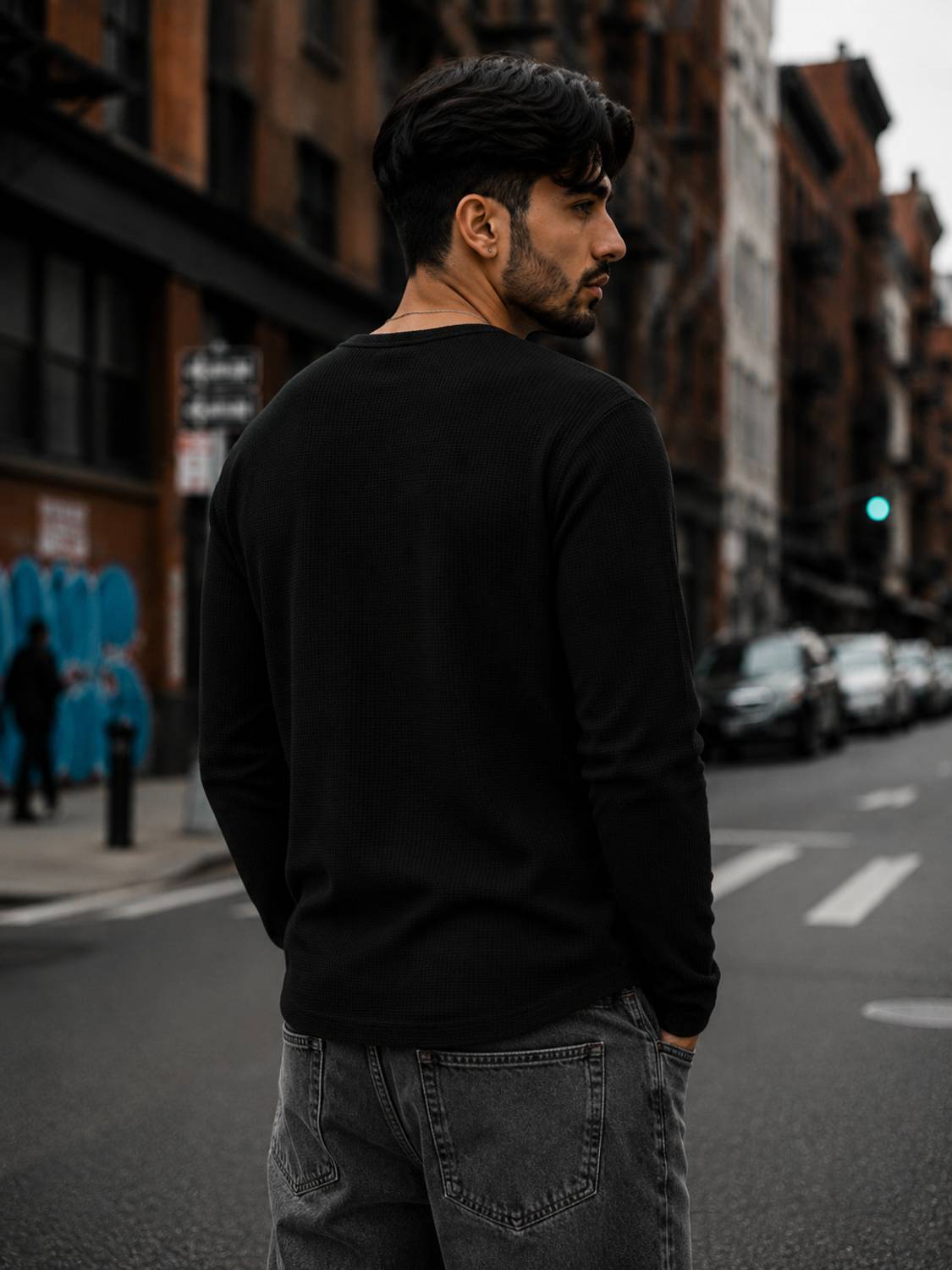 NOOK Men Henley Neck Black T-Shirt - Image 2