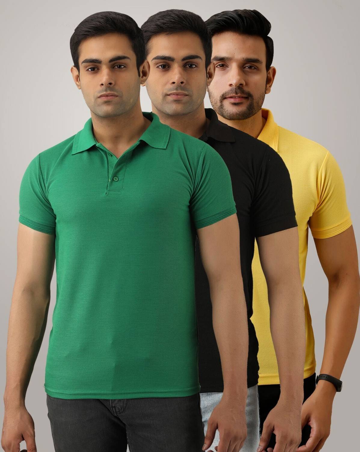ACENTEO Solid Men Polo Neck Multicolor T-Shirt