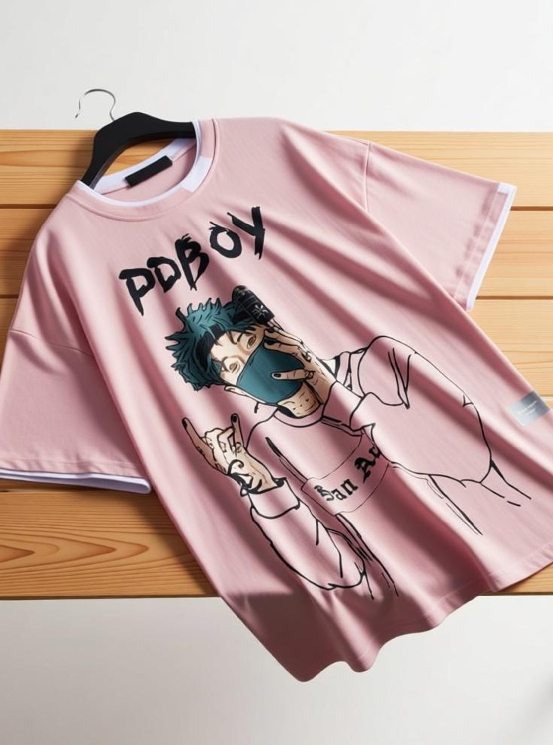 Image of squareretails Printed Men Black, Pink T-Shirt