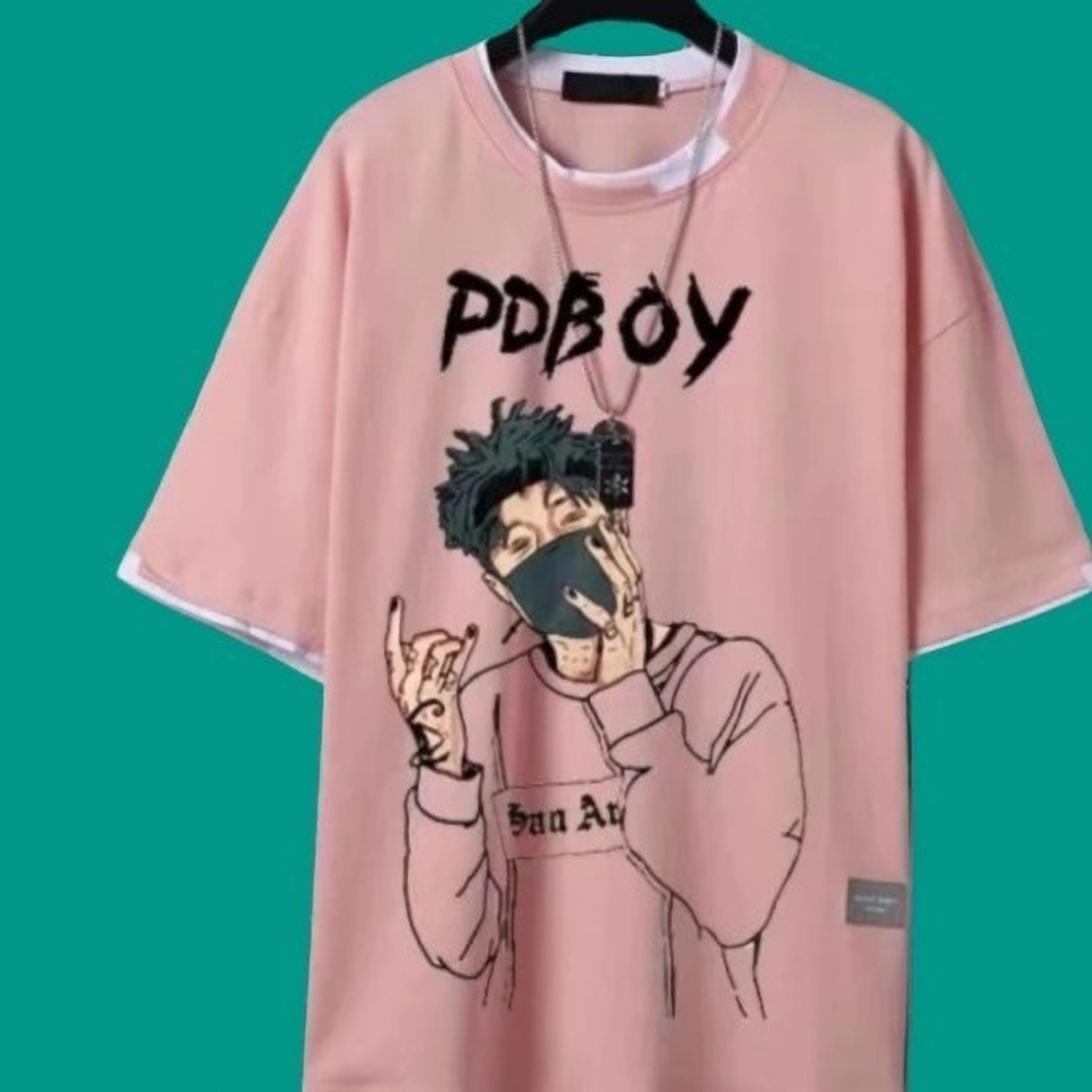 Image of squareretails Printed Men Black, Pink T-Shirt