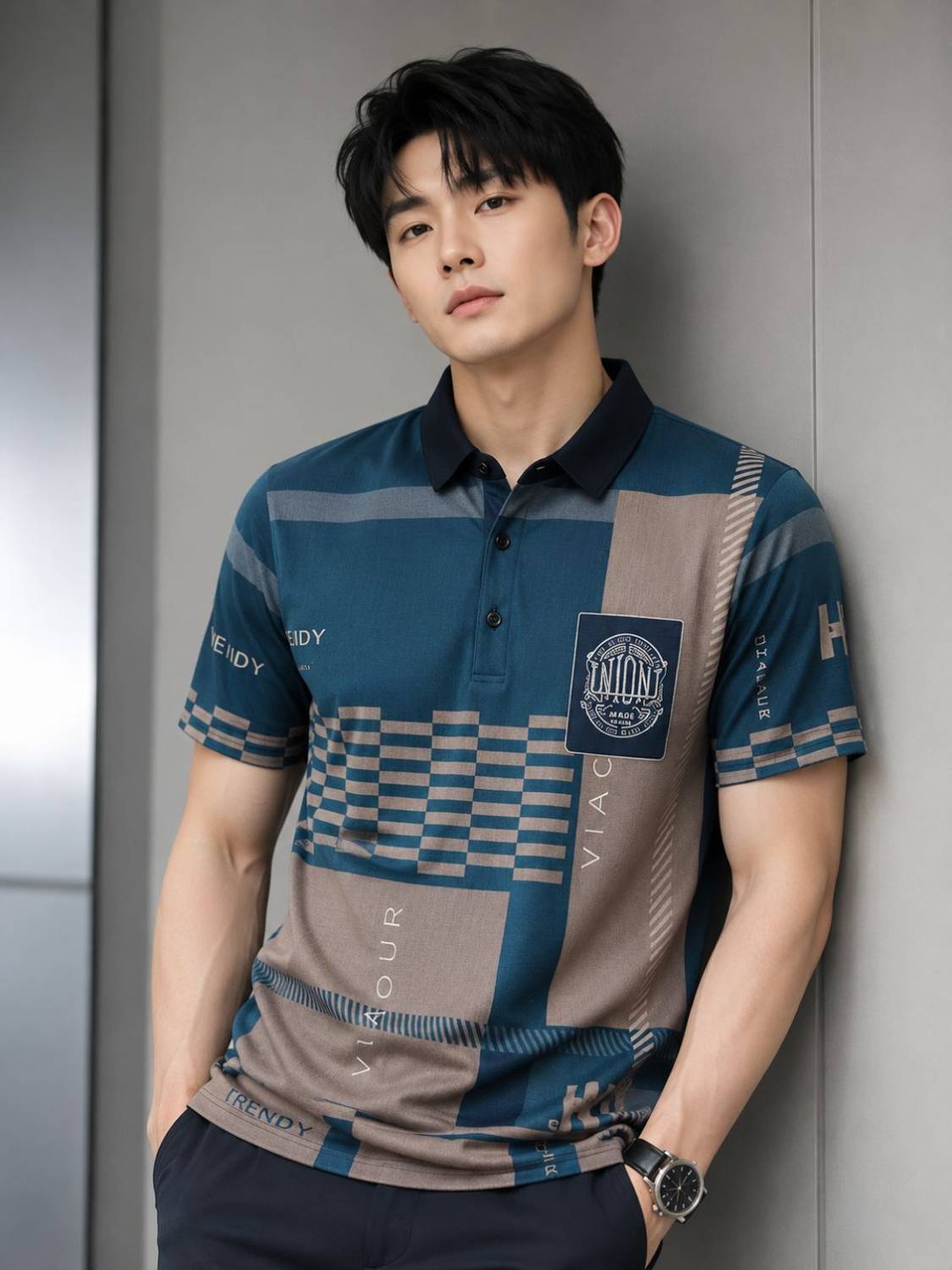 AKWINGS Printed Men Polo Neck Multicolor T-Shirt