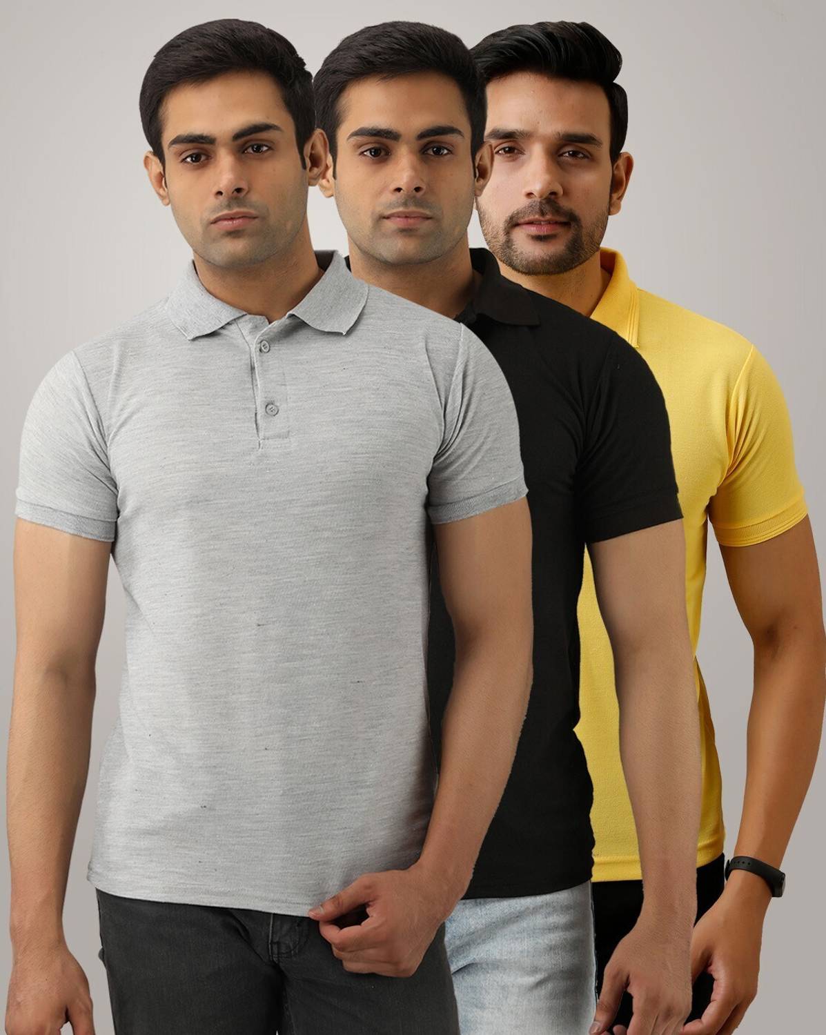 ACENTEO Solid Men Polo Neck Multicolor T-Shirt