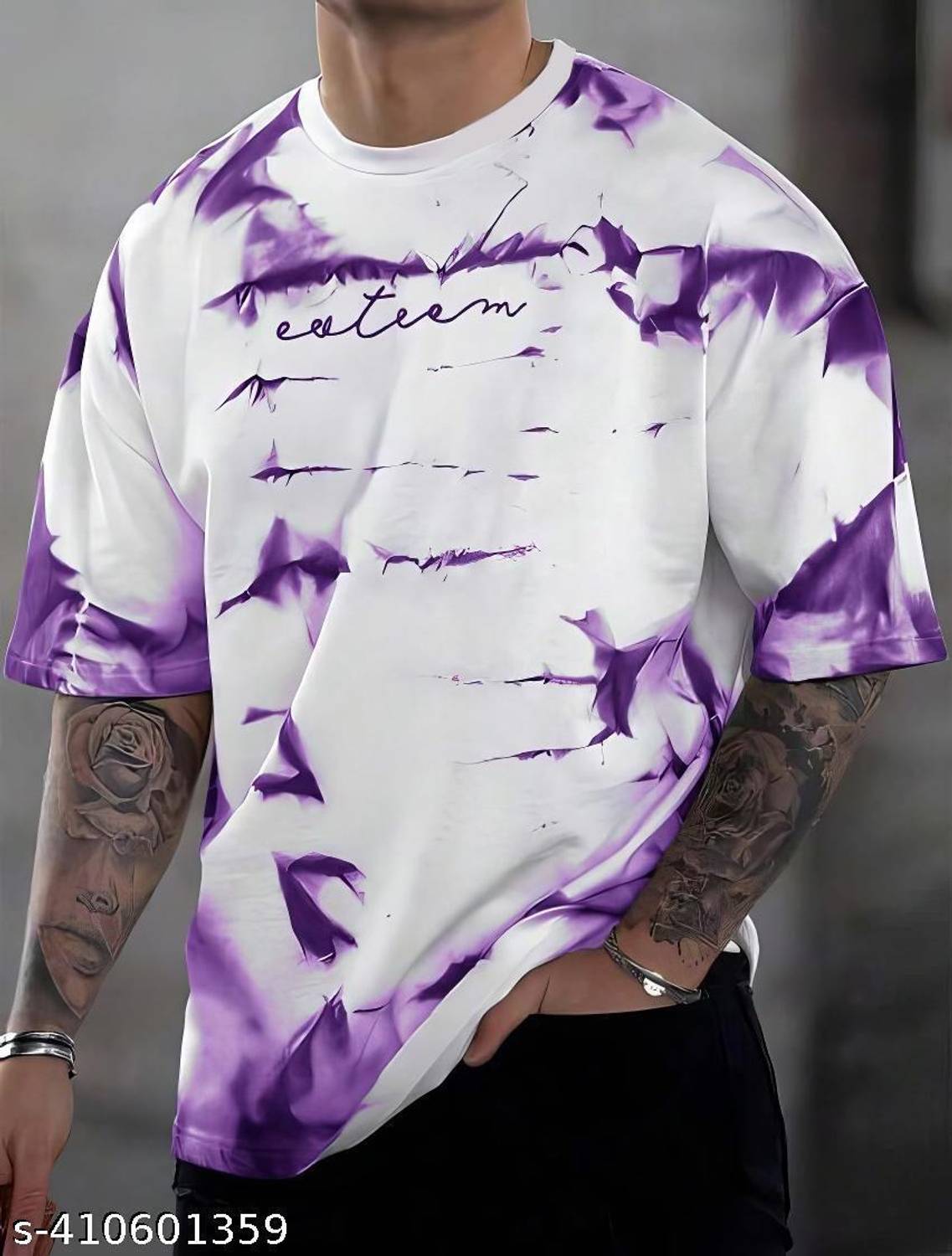 Trend Verse Printed Men Round Neck Purple T-Shirt
