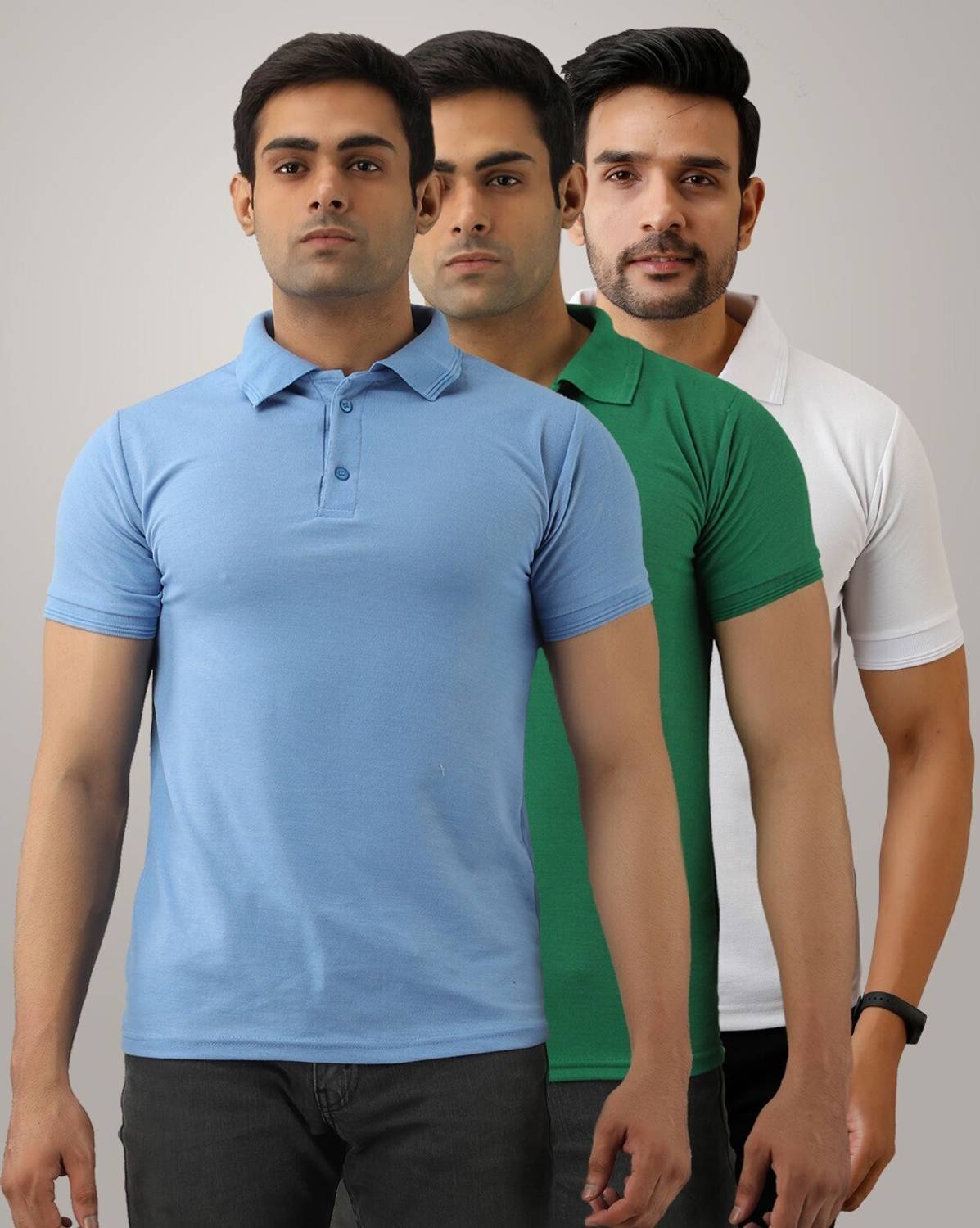 ACENTEO Solid Men Polo Neck Multicolor T-Shirt
