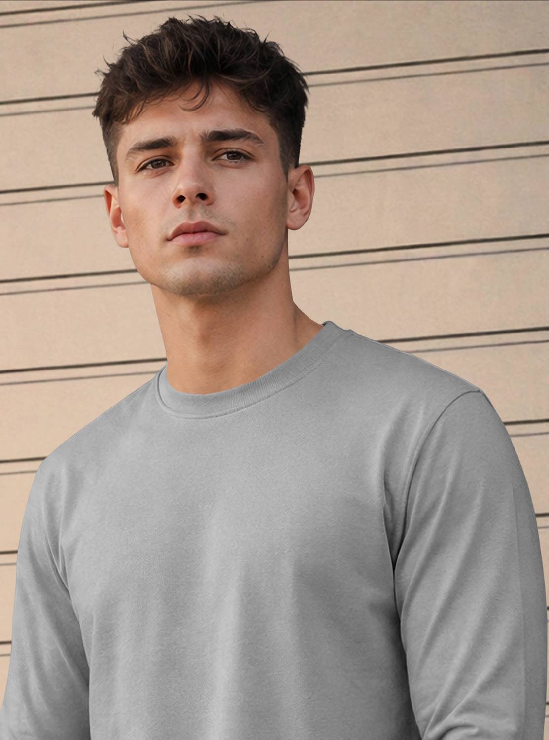 MADBROS Solid Men Round Neck Grey T-Shirt - Image 4