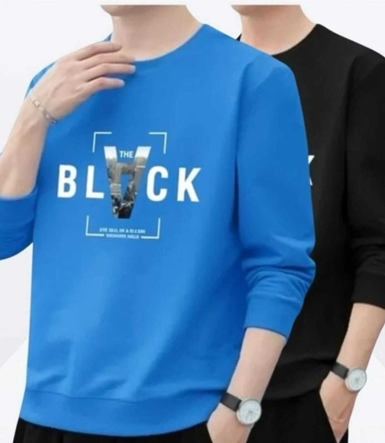 Image of squareretails Printed Men Black, Blue T-Shirt