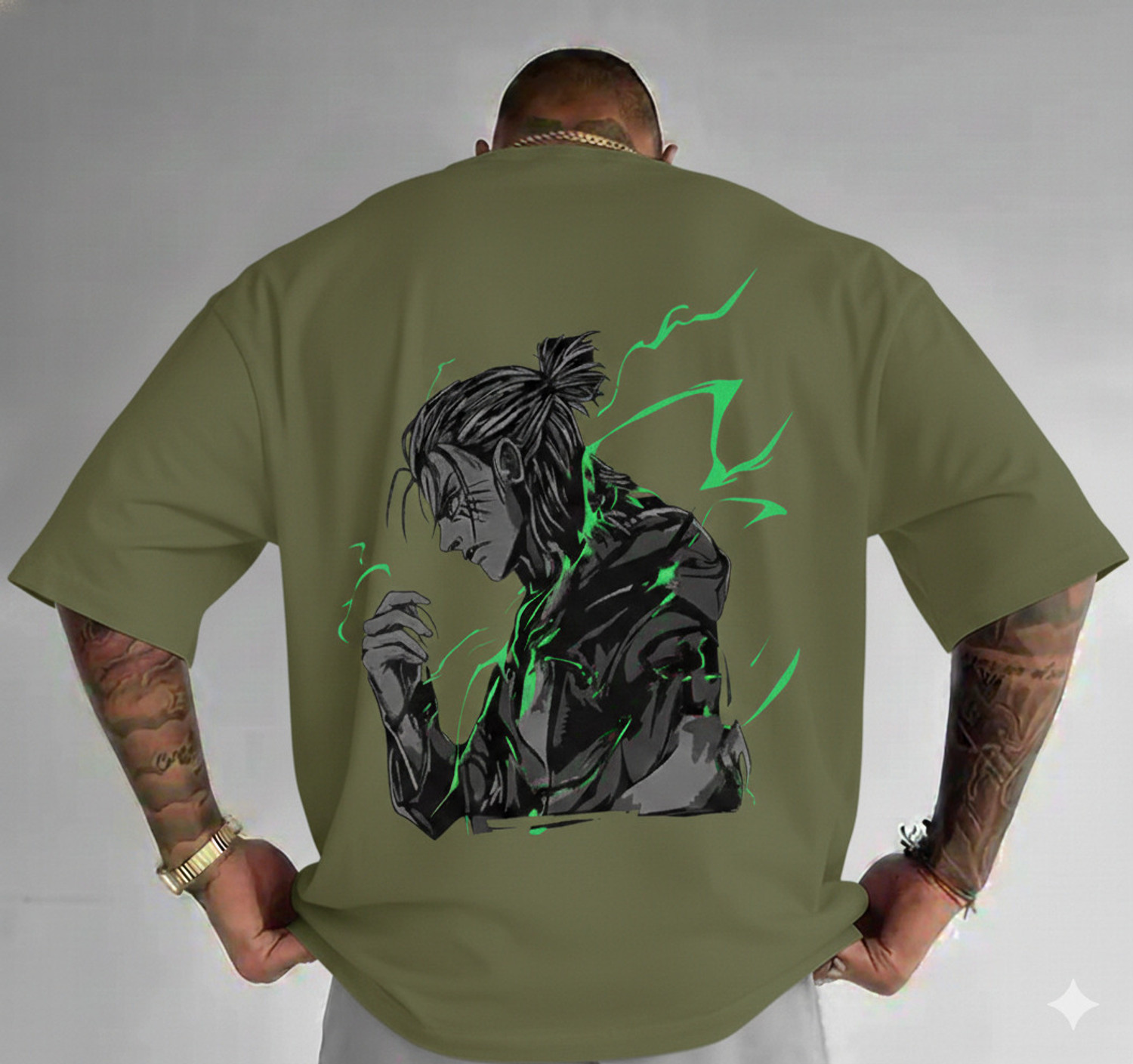 Image of HIPHOPFASHION Self Design Men Round Neck Green T-Shirt