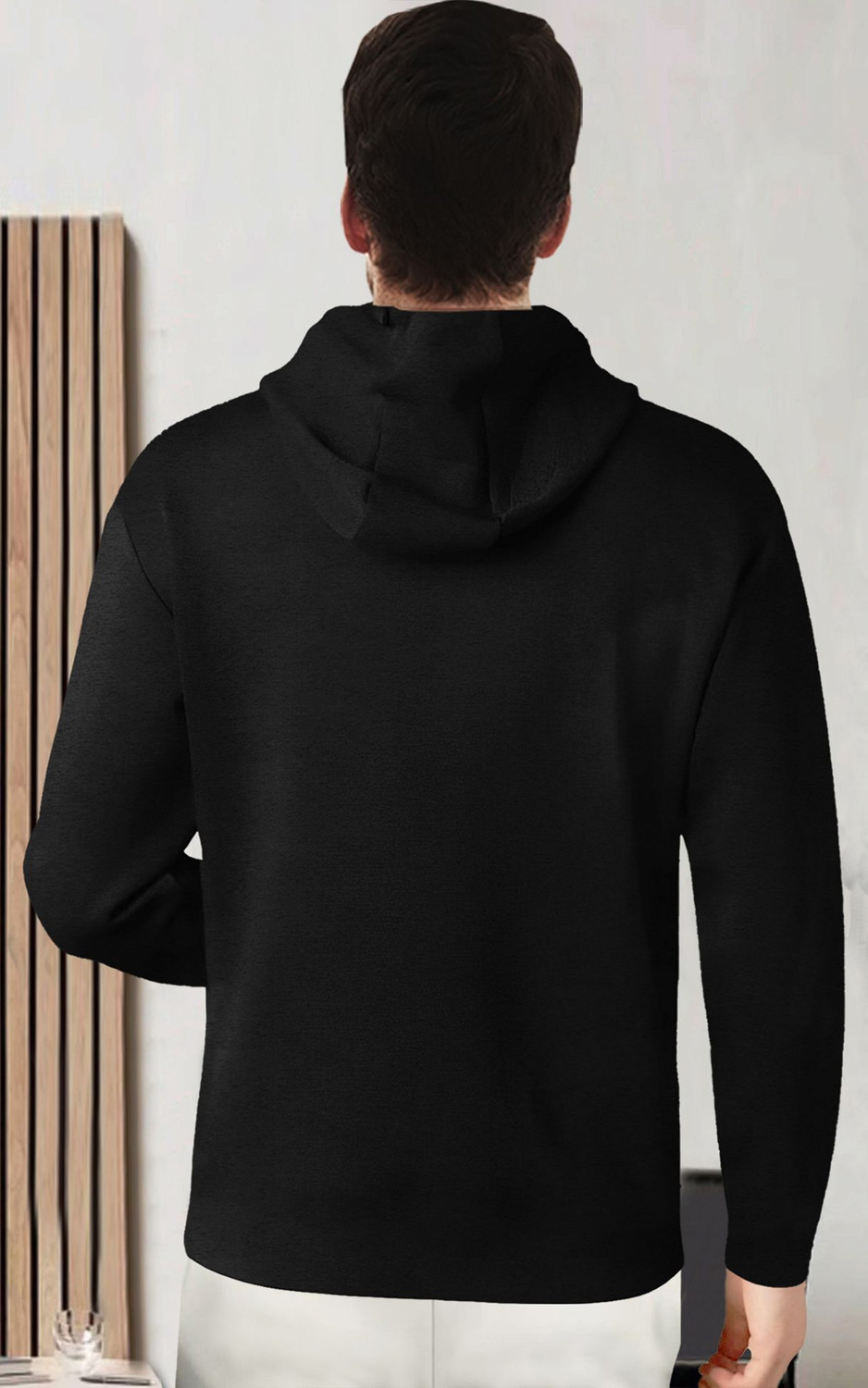Image of BLIVE Printed Men Hooded Neck Black T-Shirt