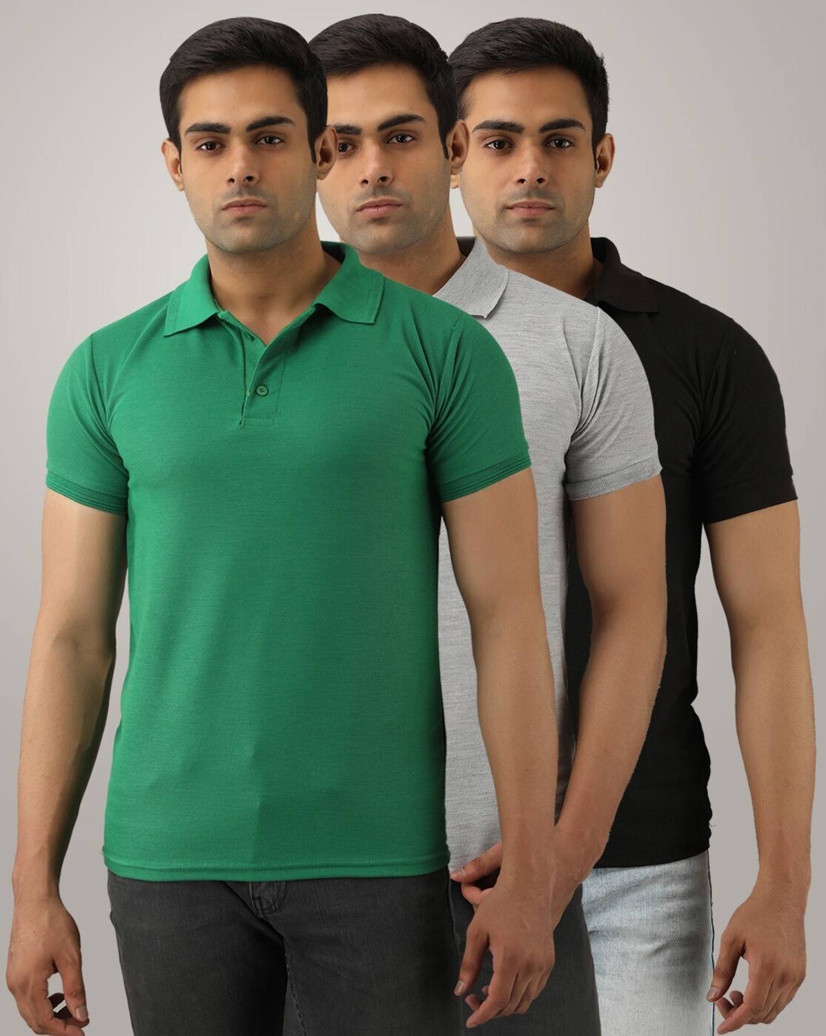 ACENTEO Solid Men Polo Neck Multicolor T-Shirt