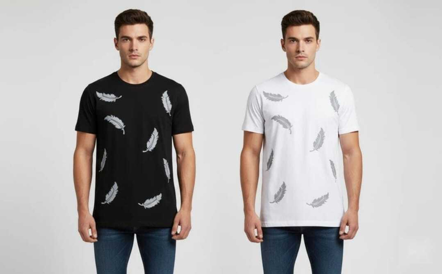 Image of Clothy Printed Men Black, White T-Shirt