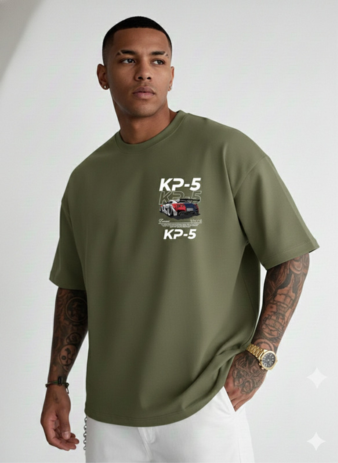 Image of HIPHOPFASHION Self Design Men Round Neck Green T-Shirt