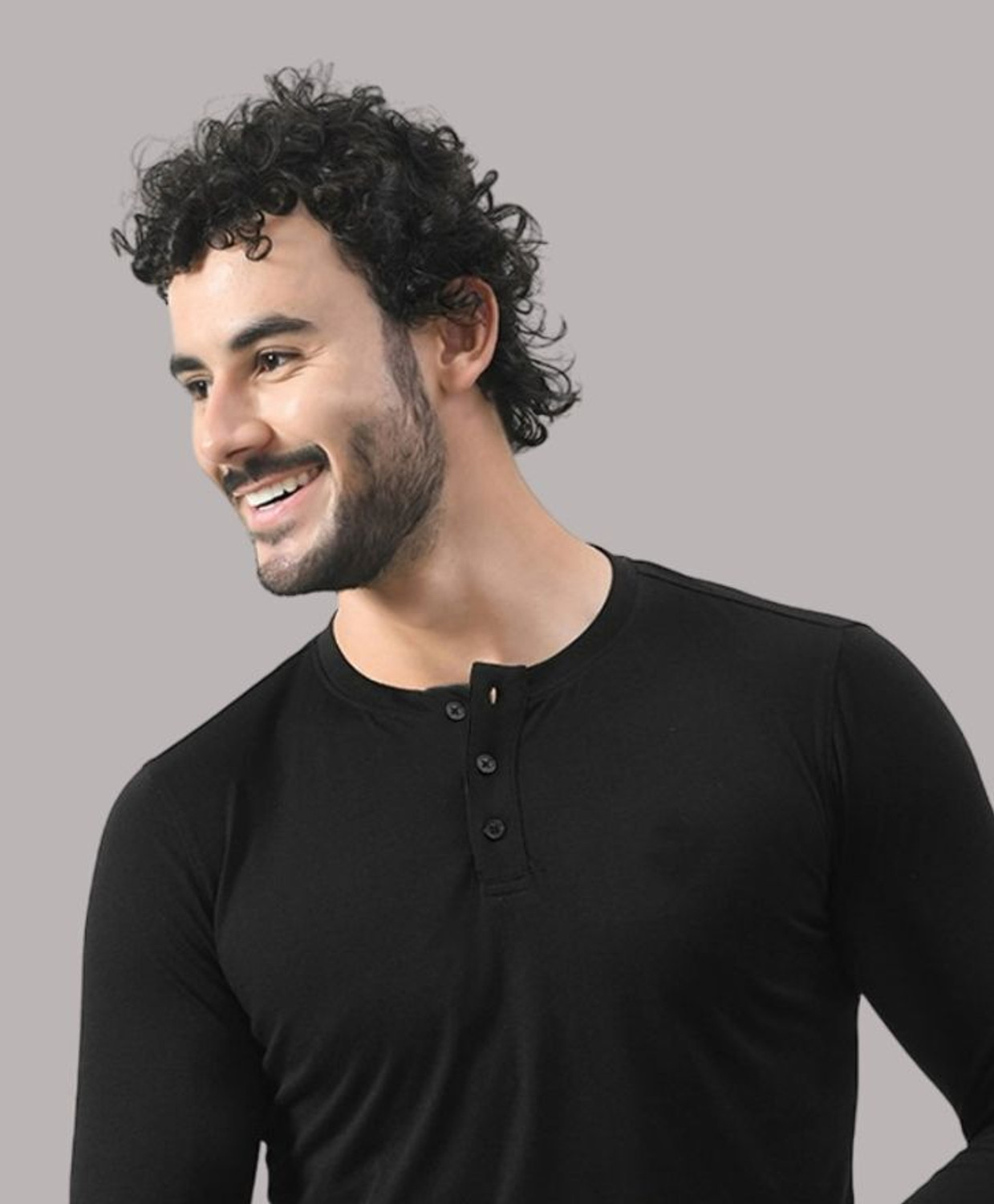 Image of Lawful Casual Solid Men Henley Neck Black T-Shirt