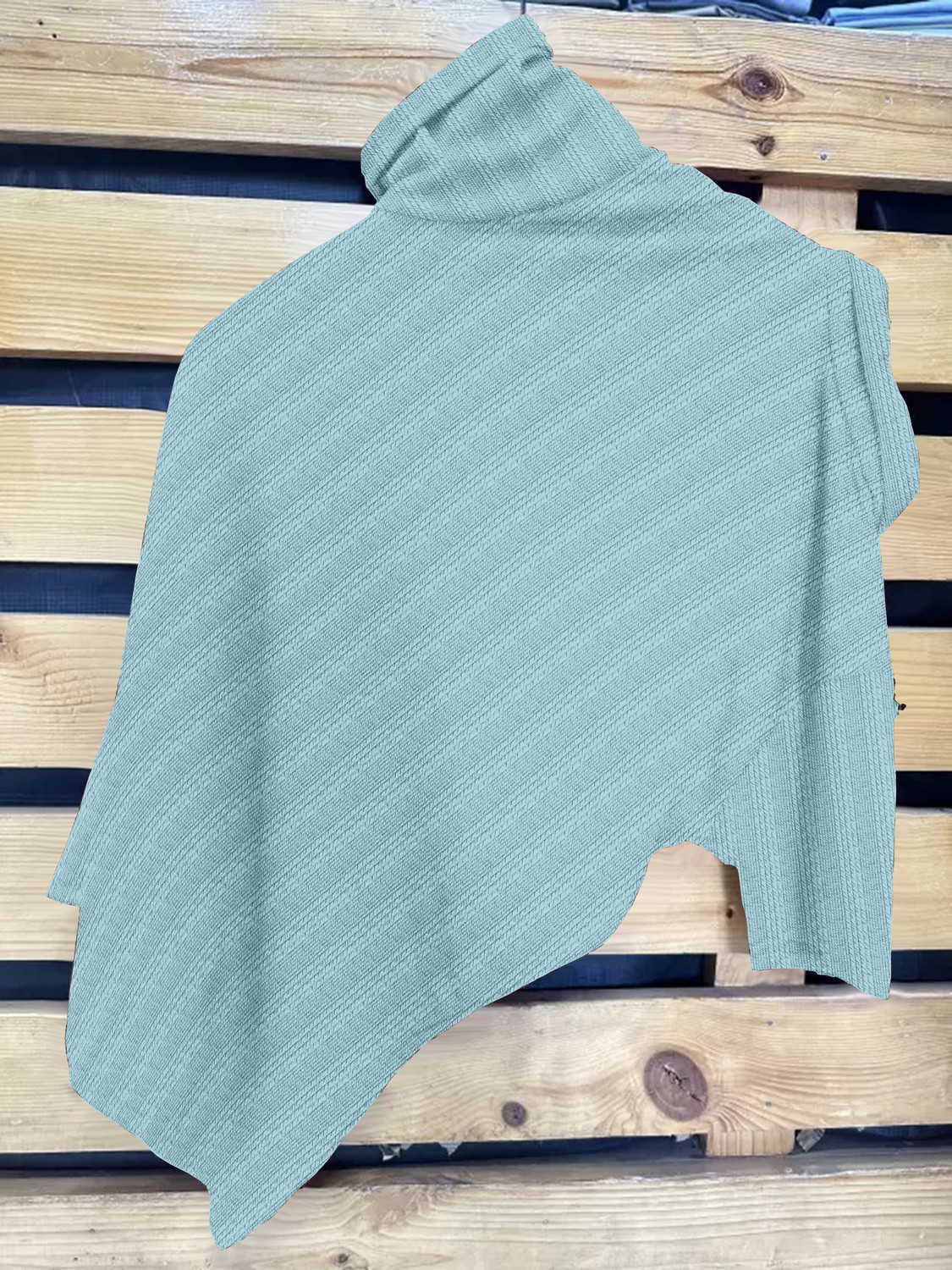 Image of COMBRAIDED Striped Men Zip Neck Light Blue T-Shirt