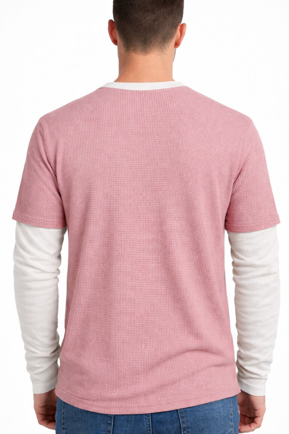 Image of AZIZAN Solid Men Crew Neck Pink T-Shirt