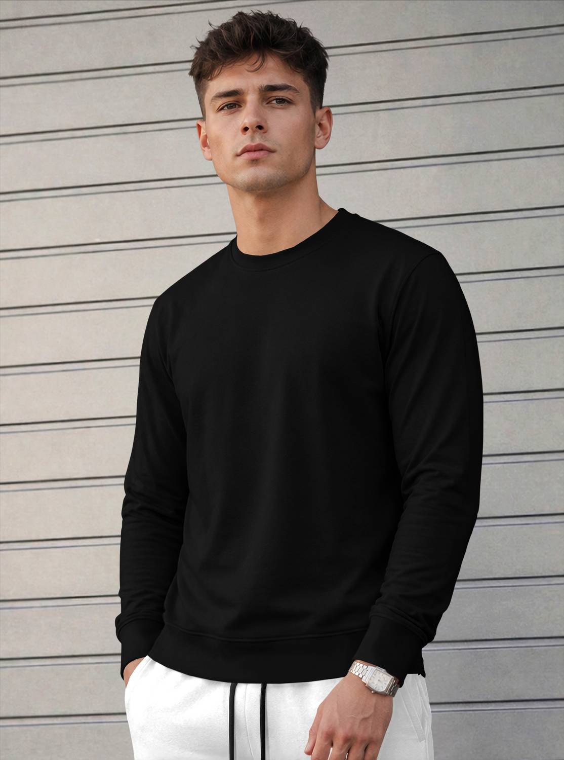 MADBROS Solid Men Round Neck Black T-Shirt